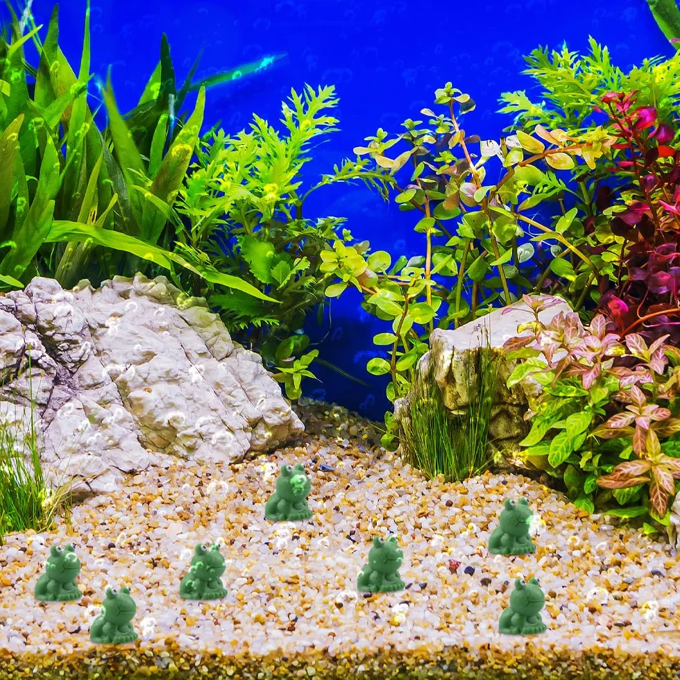 Mini żaby z żywicy, zestaw 100 sztuk, figurki do dekoracji ogrodu, akwarium, DIY (zielony)