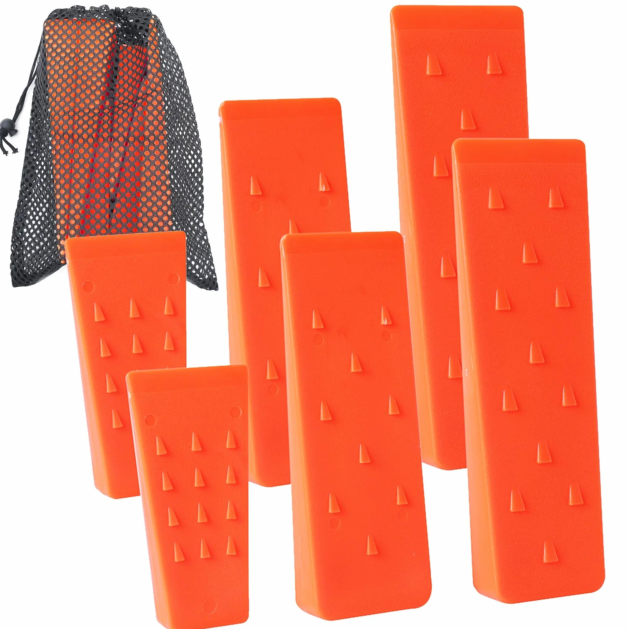 Zestaw 6 szt. klinów do bezpiecznego ścinania drzew, z kolcami, po 2 w rozm. 25, 20 i 14 cm, z torbą do przechowywania, kolce do stabilizacji i bezpiecznego opuszczania, dla drwali i leśników