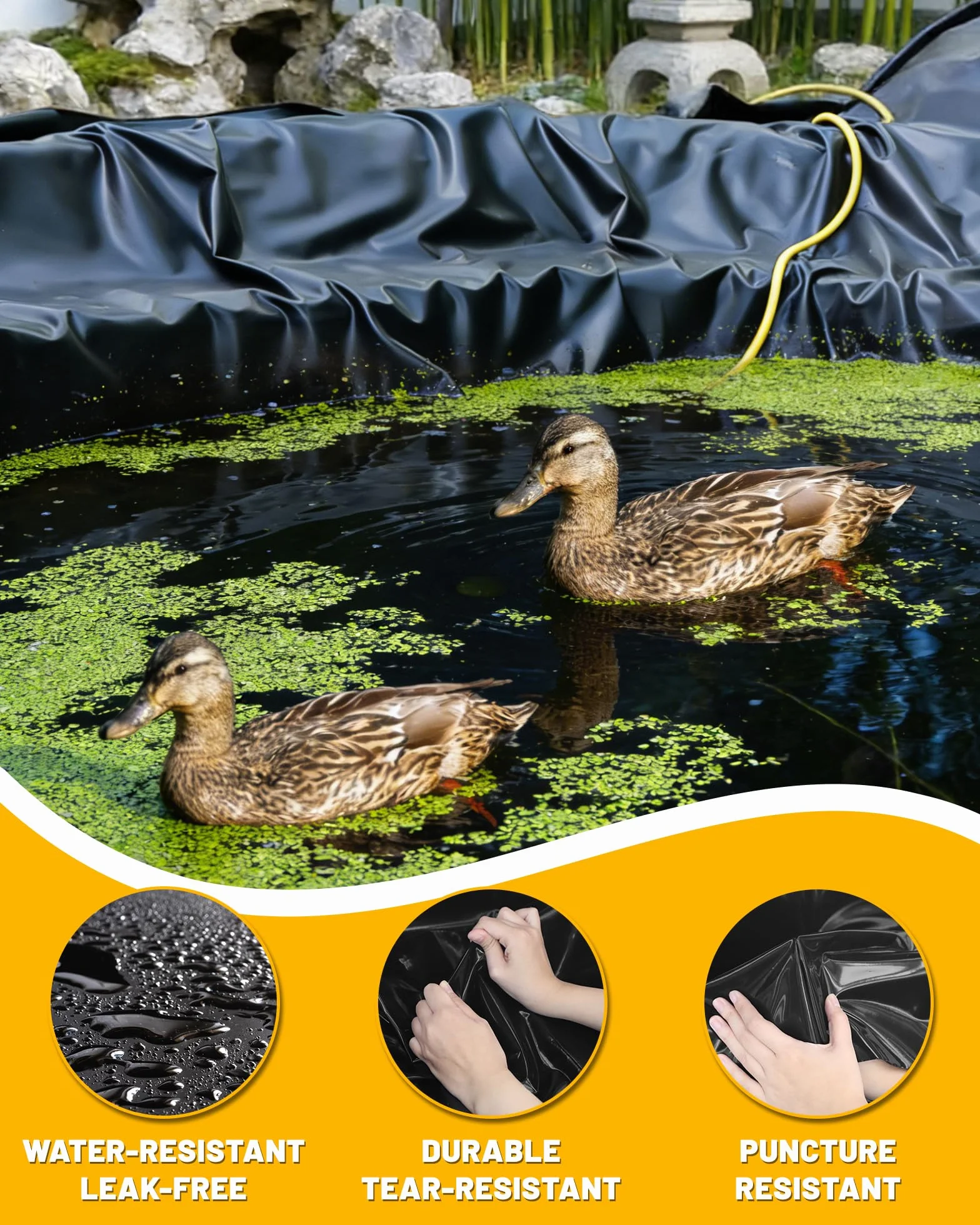 Folia HDPE Czarna do Oczka Wodnego 0,2 mm 2m x 3m