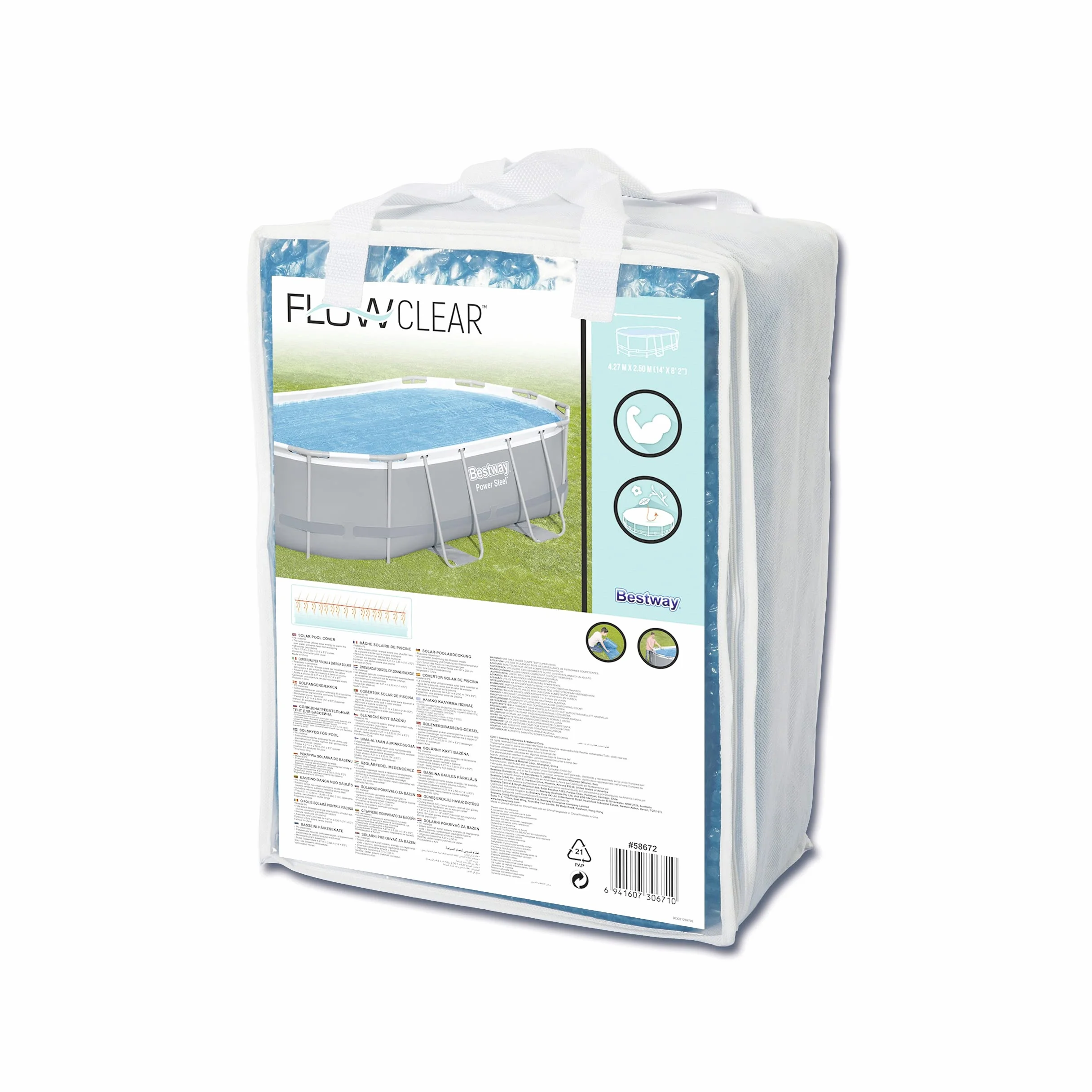 Cubierta Solar Ovaladas para Piscinas de 427x250x100 cm. Bestway 58672