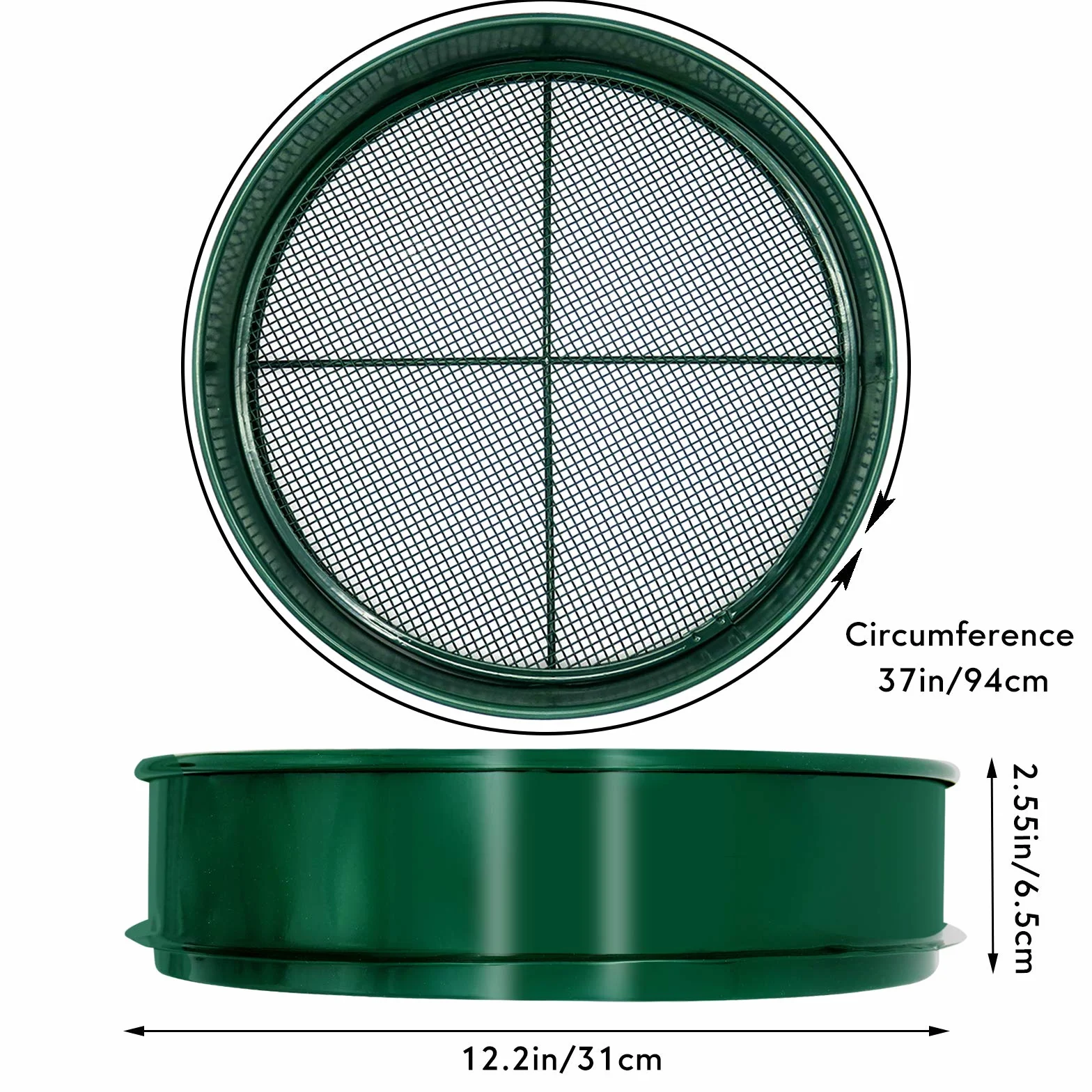 KOOLPUG Sitko ogrodowe 3 w 1 metalowe sitko do gleby z wymiennymi rozmiarami oczek 12 mm/6 mm/3 mm
