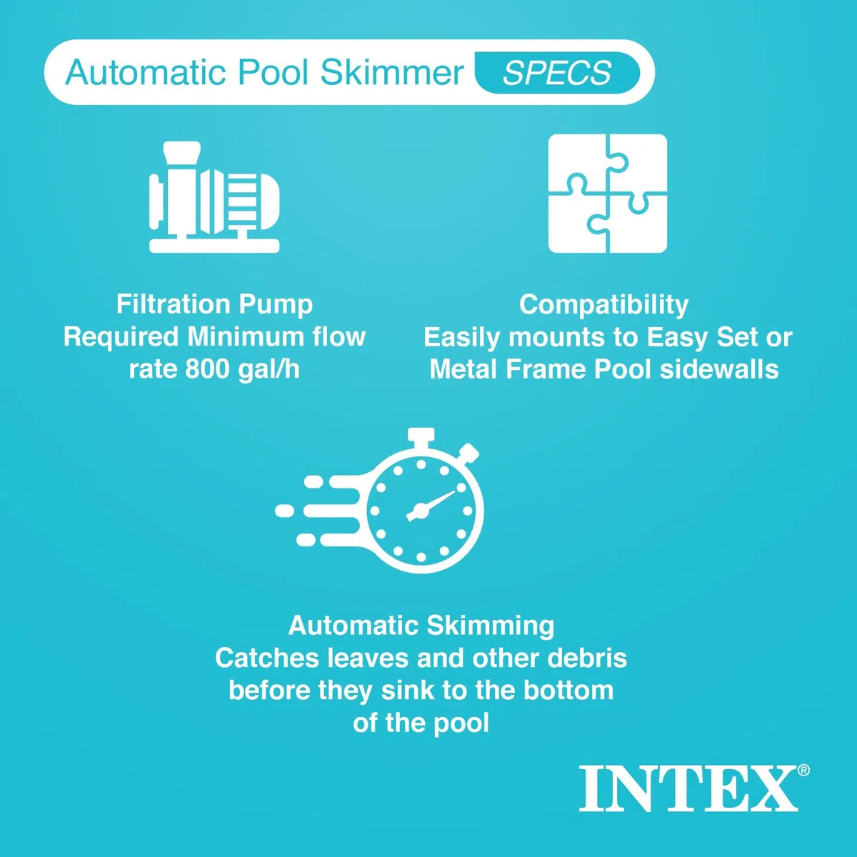 Intex Deluxe Automatyczny skimmer powierzchniowy montowany na ścianie basenu, 28000E
