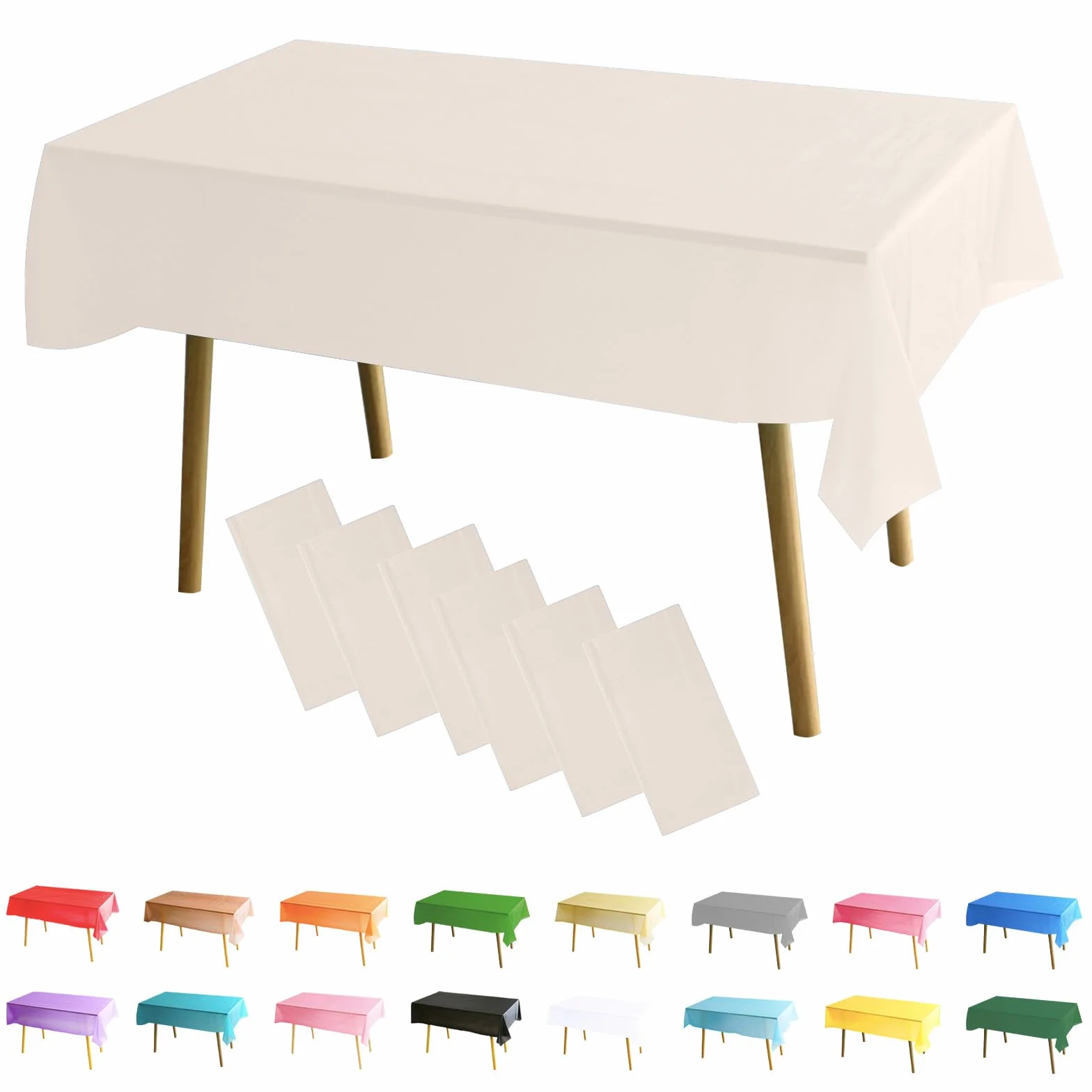 Obrus plastikowy zmywalny 137 x 274 cm beżowy prostokątny na imprezę dekoracja stołu 6 szt