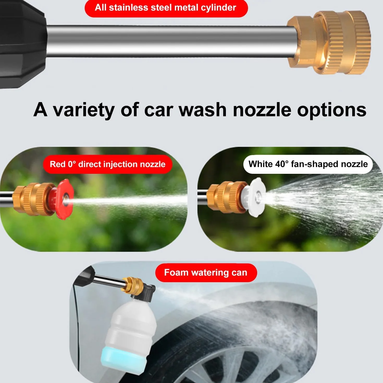 Bezprzewodowa myjka wysokociśnieniowa 21V MAX 35Bar z 2 akumulatorami 5M wężem