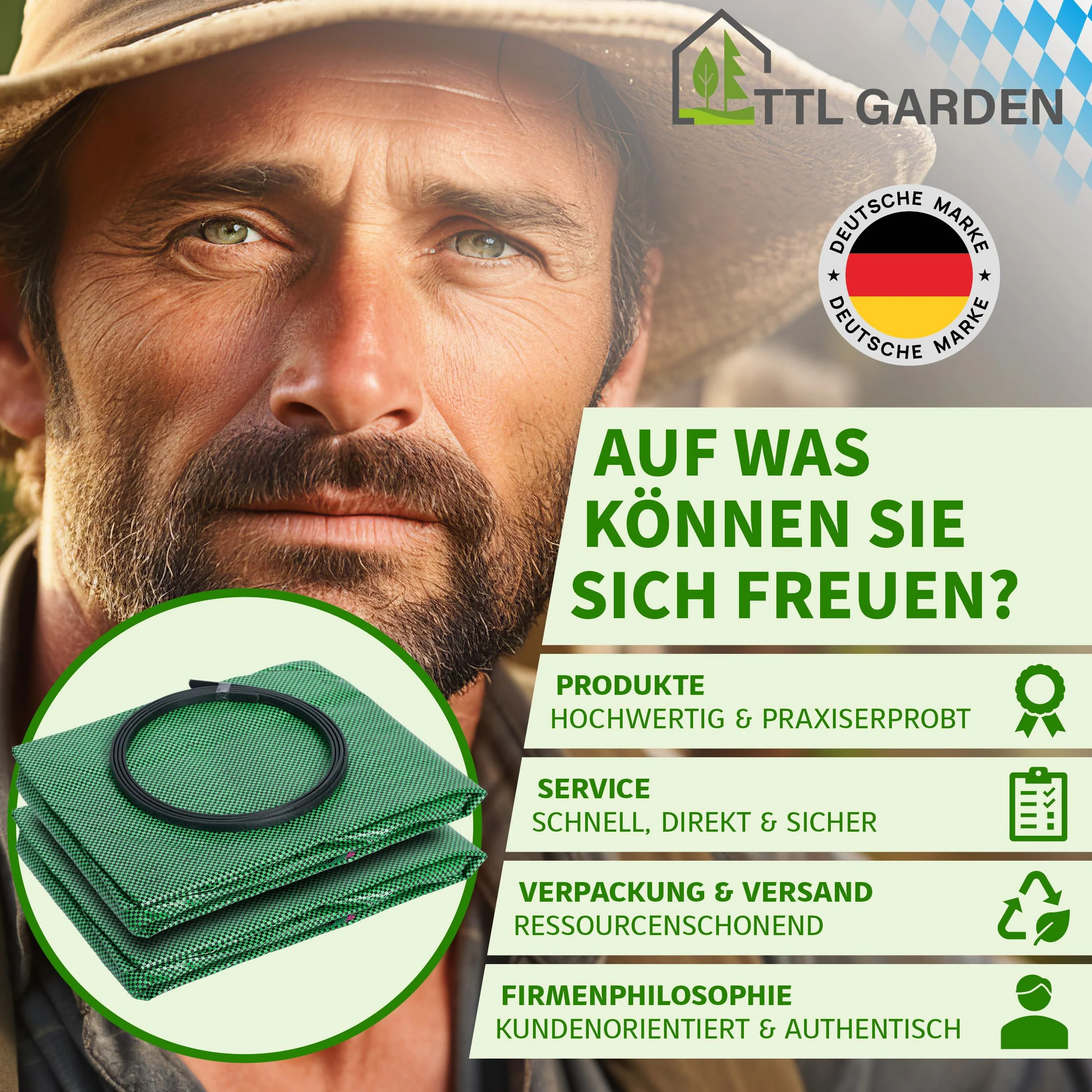 TTL Garden 2 x 500 l super solidny worek ogrodowy zielony – podwójne dno 2 x 200 g/m², bardzo stabilny i odporny na rozerwanie, wolnostojący, 4 uchwyty, duży, wytrzymały, zestaw 2 worków na liście