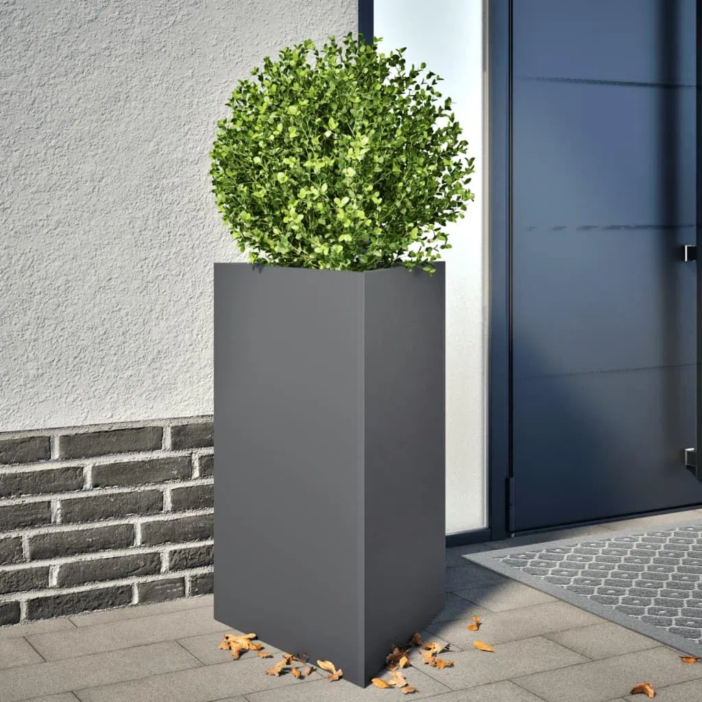 Donice ogrodowe 2 sztuki stalowe antracytowe trójkątne 50x43x75 cm na taras balkon patio do kwiatów warzyw ziół odporna na rdzę