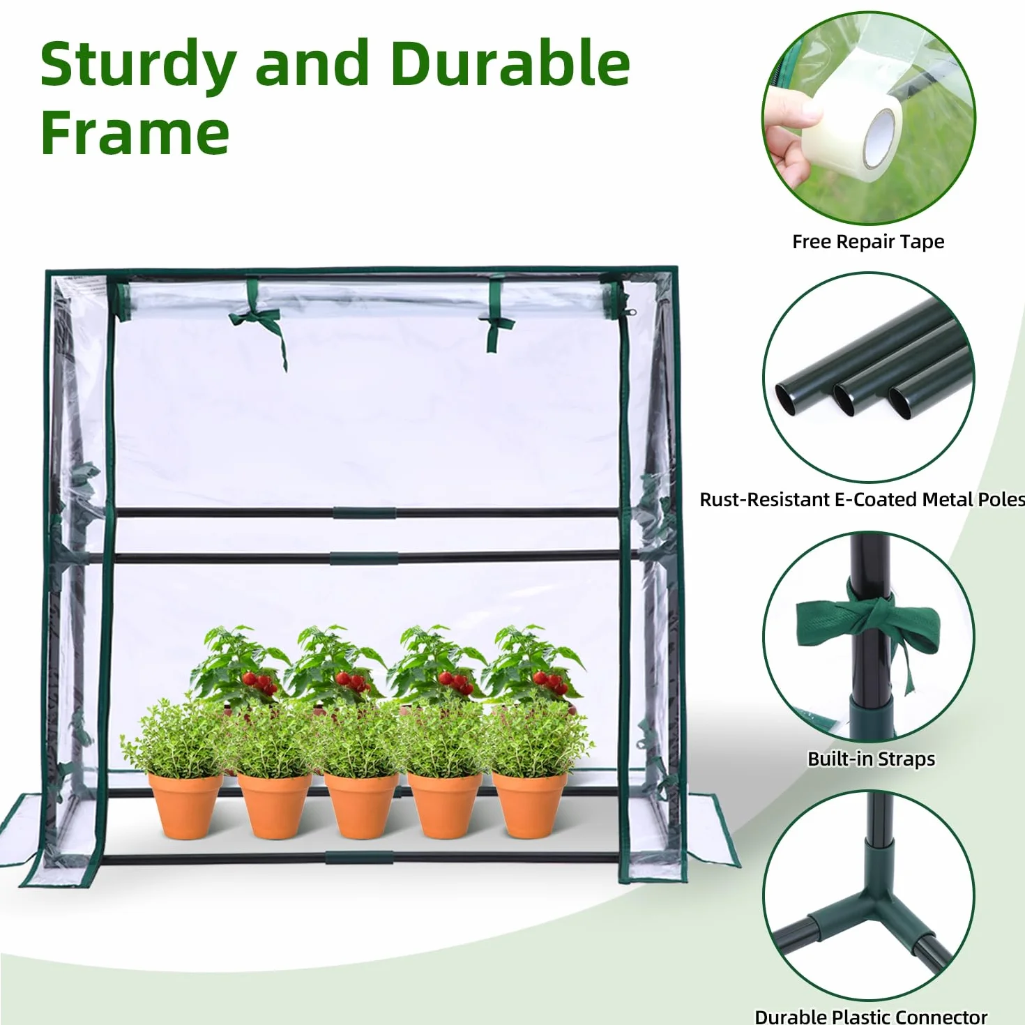 Ohuhu Mini szklarnia – przenośny namiot roślinny do użytku wewnątrz i na zewnątrz z wodoodporną podkładką, 91 x 46 x 84 cm, przezroczyste PVC, drzwi zapinane na zamek błyskawiczny