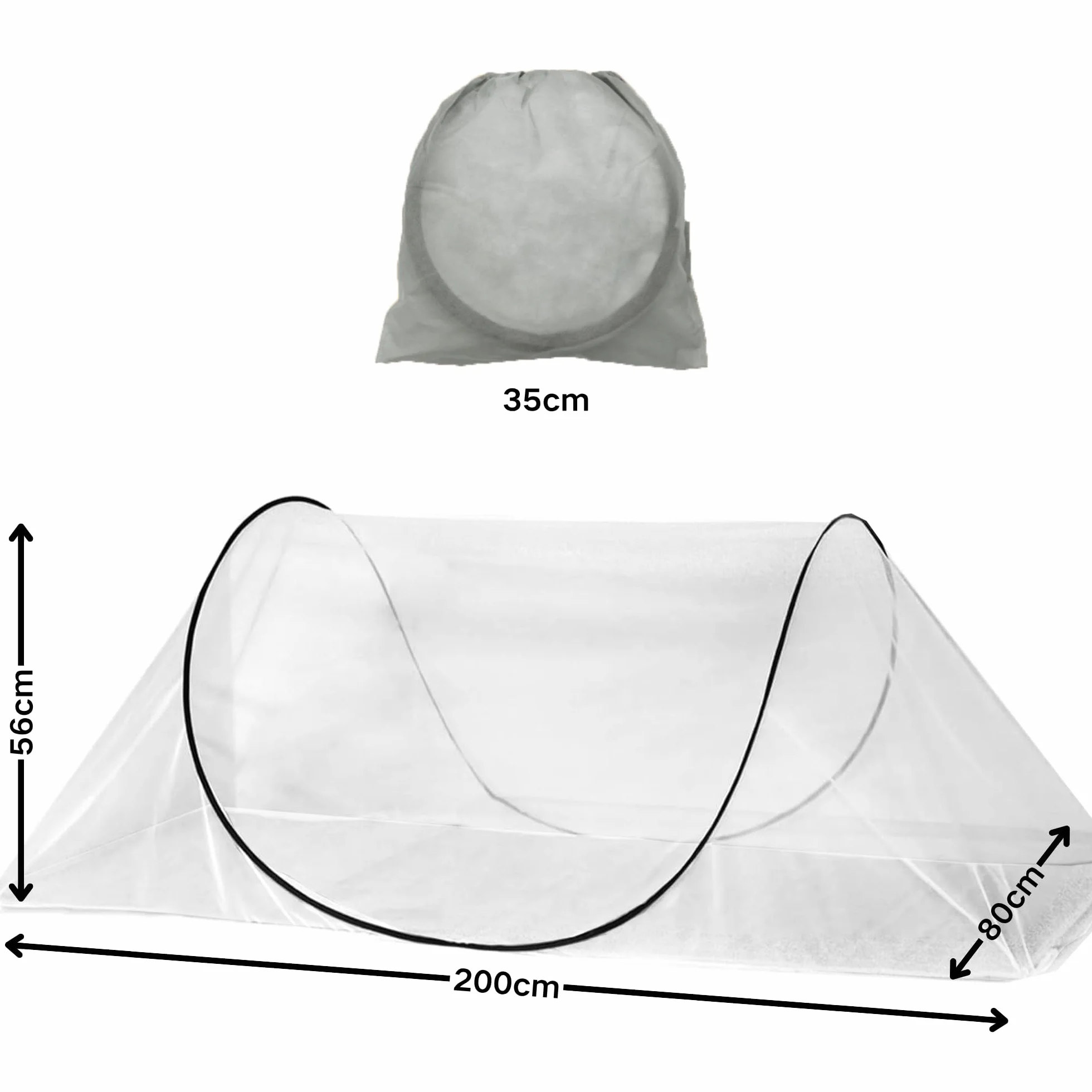 SUQ Składana moskitiera, podróżna moskitiera, przenośna ochrona przed owadami, łatwa i szybka instalacja, nadaje się do sypialni, bez haczyków, 200 x 80 x 56 cm