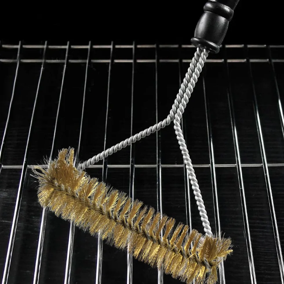 2 szczotki do grilla, trójkątna szczotka metalowa 30 cm, mosiężna szczotka BBQ może być skutecznie czyszczona w temperaturze 360° do wszystkich rodzajów grilli