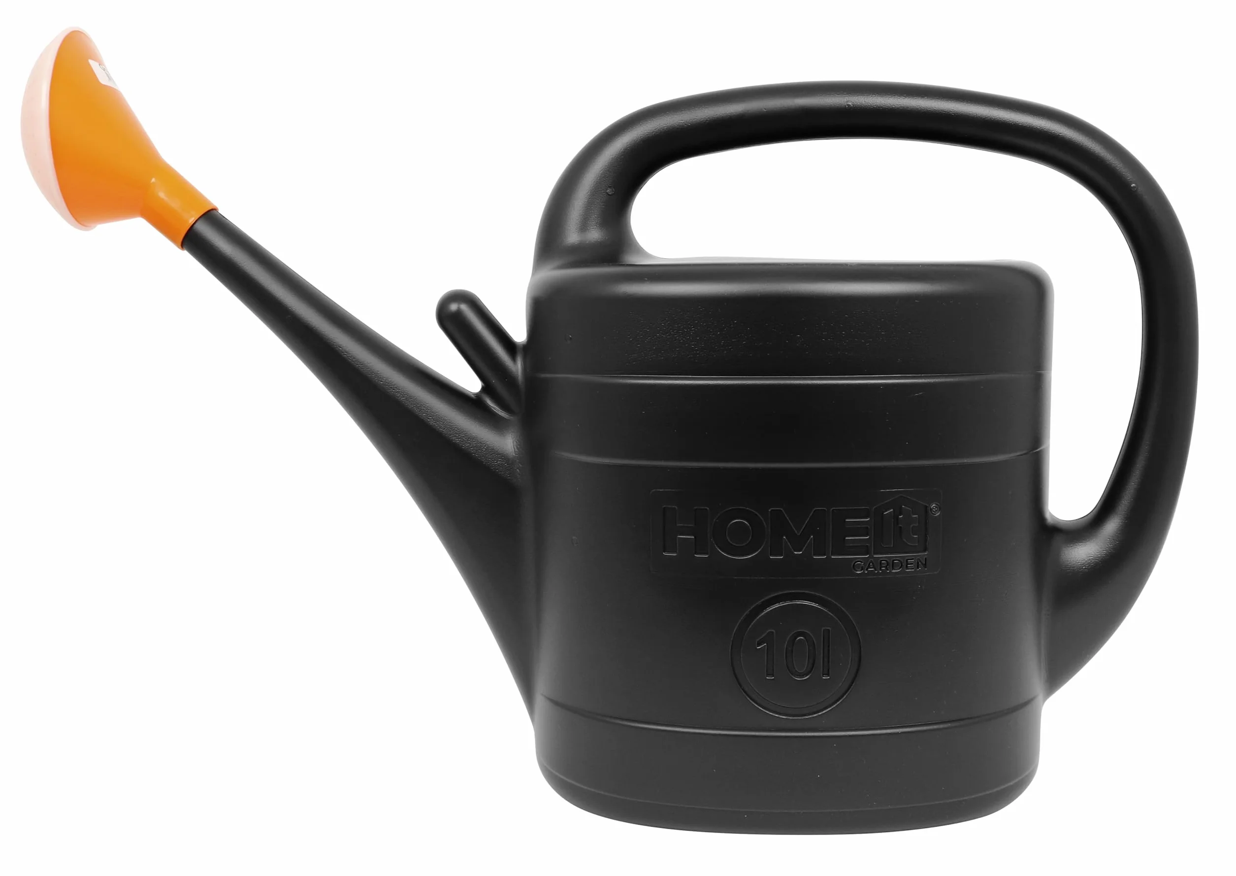 HOME It® Konewka ogrodowa z prysznicem 10 L | Plastikowa czarna konewka z pomarańczowymi detalami | Zdejmowana końcówka | 100% materiał z recyklingu