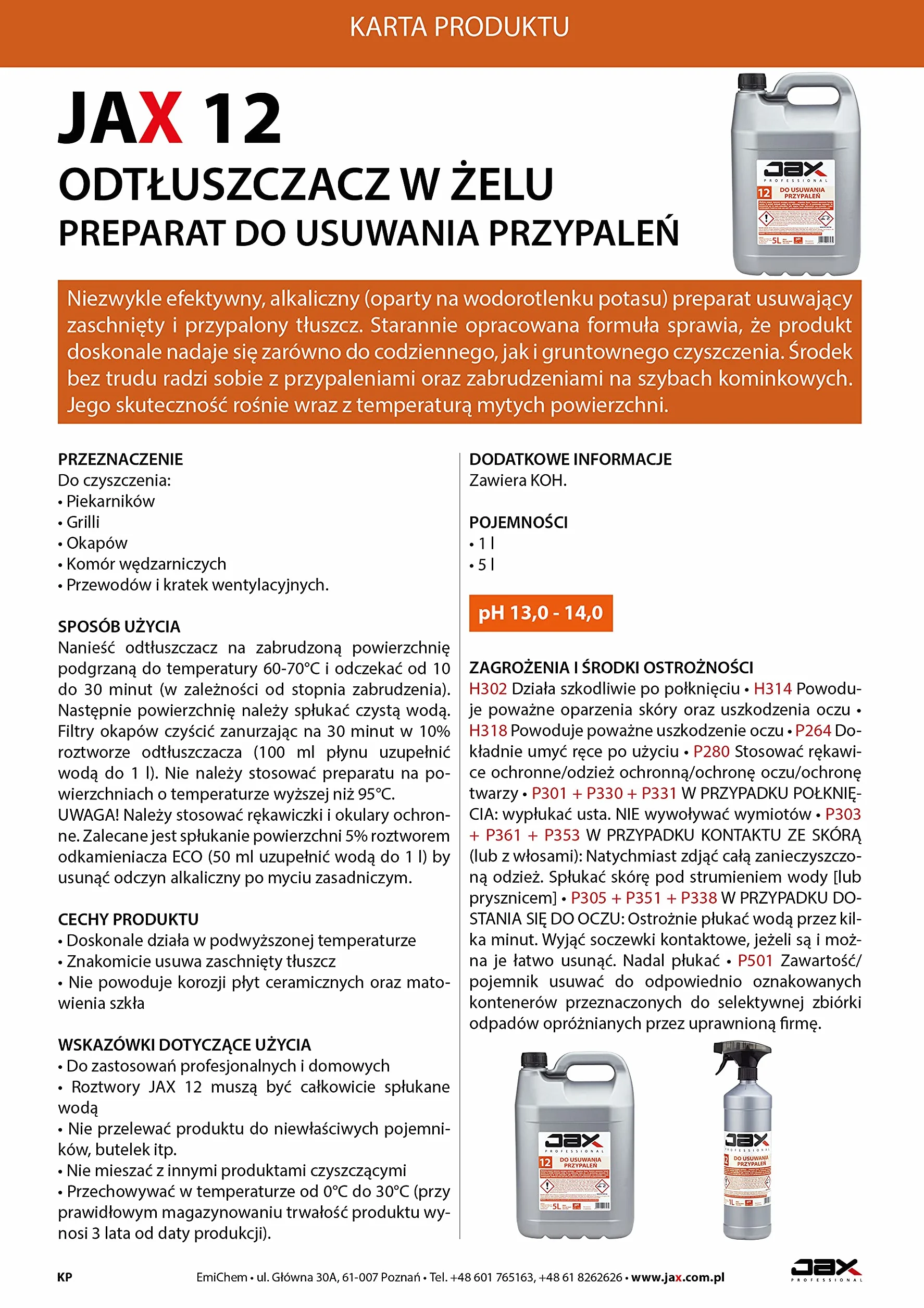 12 1L – PŁYN DO USUWANIA PRZYPALEŃ do czyszczenia piekarników, okapów, grilli, do przewodów i kratek wentylacyjnych do usuwania zaschniętego przypalonego tłuszczu