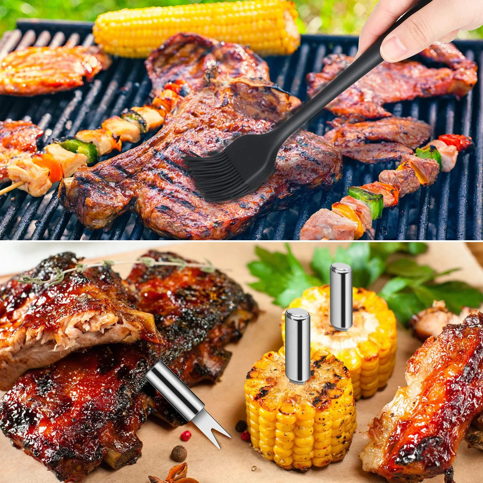 Zestaw narzędzi do grillowania 16 szt. ze stali nierdzewnej