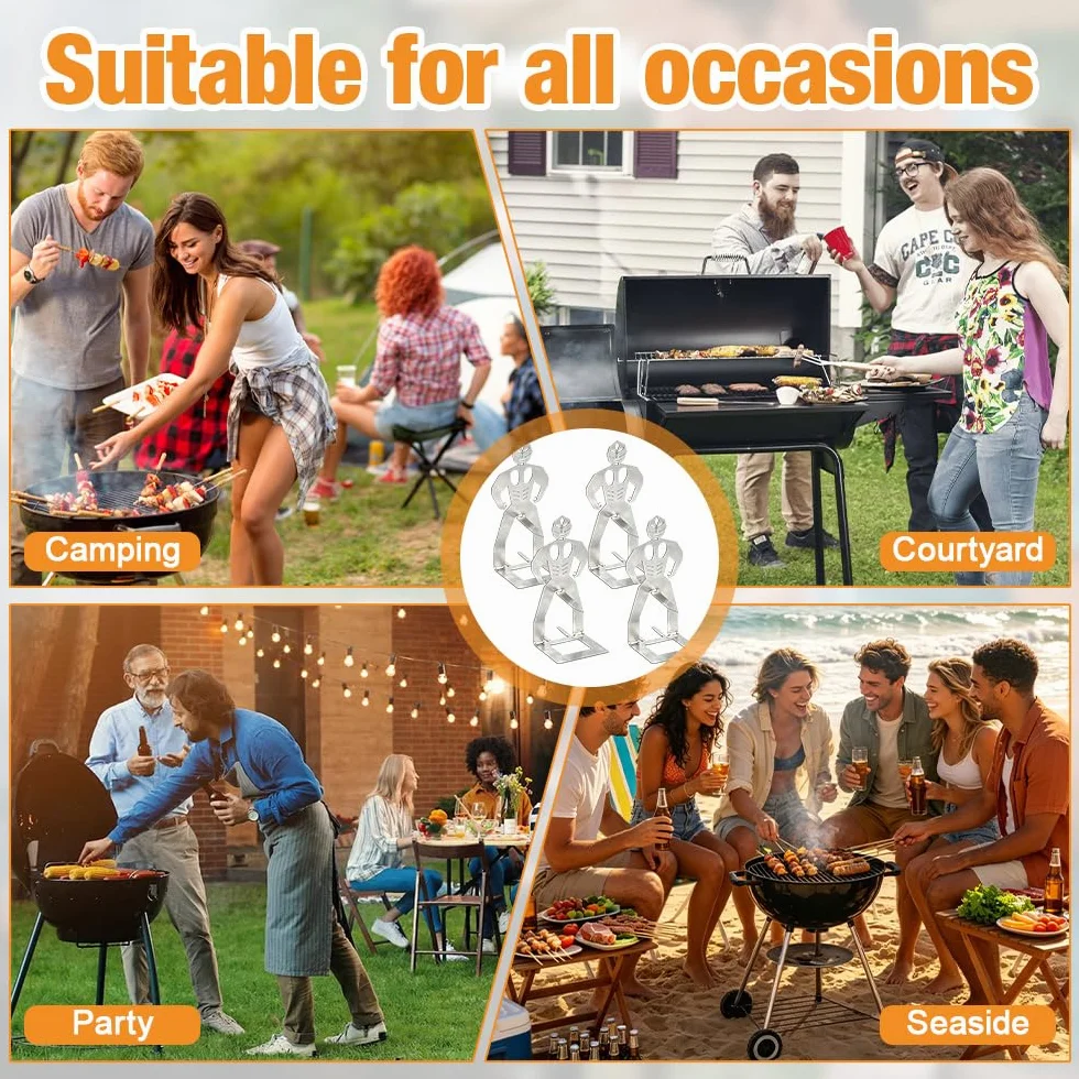 4 sztuki stojaków na kiełbasy ze stali nierdzewnej, kreatywny stojak na wędliny, stojak na grill, Hot Dog BBQ Tools, Spoof The Kiełbaski, na kemping, piknik na świeżym powietrzu i do kuchni, 1 sztuka