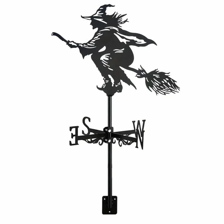 Witch Metal wiatrowskaz wiatrowskaz, ze stali nierdzewnej drążony wiatrowskaz z mocowaniem dachowym na dach na zewnątrz gospodarstwo podwórko ogród altana dekoracja