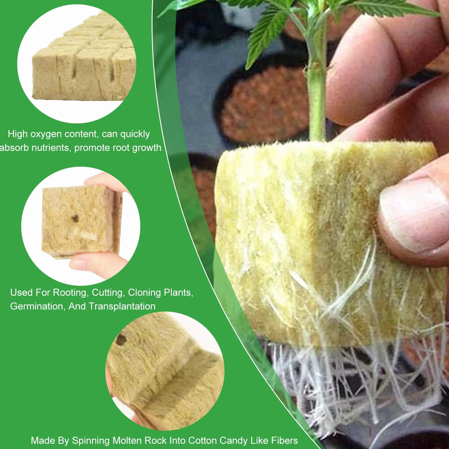 200 sztuk wełny kamiennej kostki 2,5 x 2,5 x 2,5 cm Rockwool Cube mata do uprawy wełny kamiennej do uprawy hydroponiki, do bezglebowych sadzonek, sadzonek, roślin klonowanych