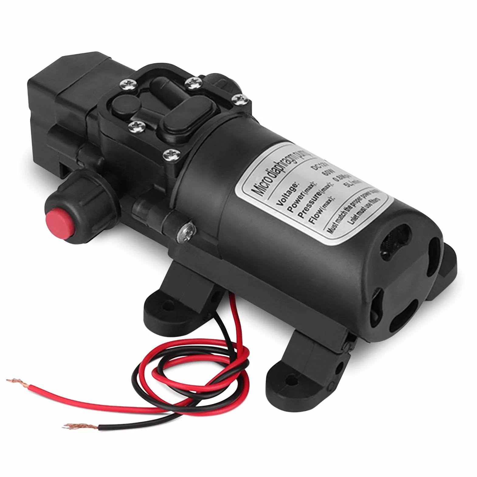 Greensen Wasserpumpe 12V Hochdruckpumpe Membranpumpe, 60W 5L/Min Pumpe Selbstansaugend Membran Wohnmobil Wasserpumpe Hochdruck Pumpe Druckwasserpumpe