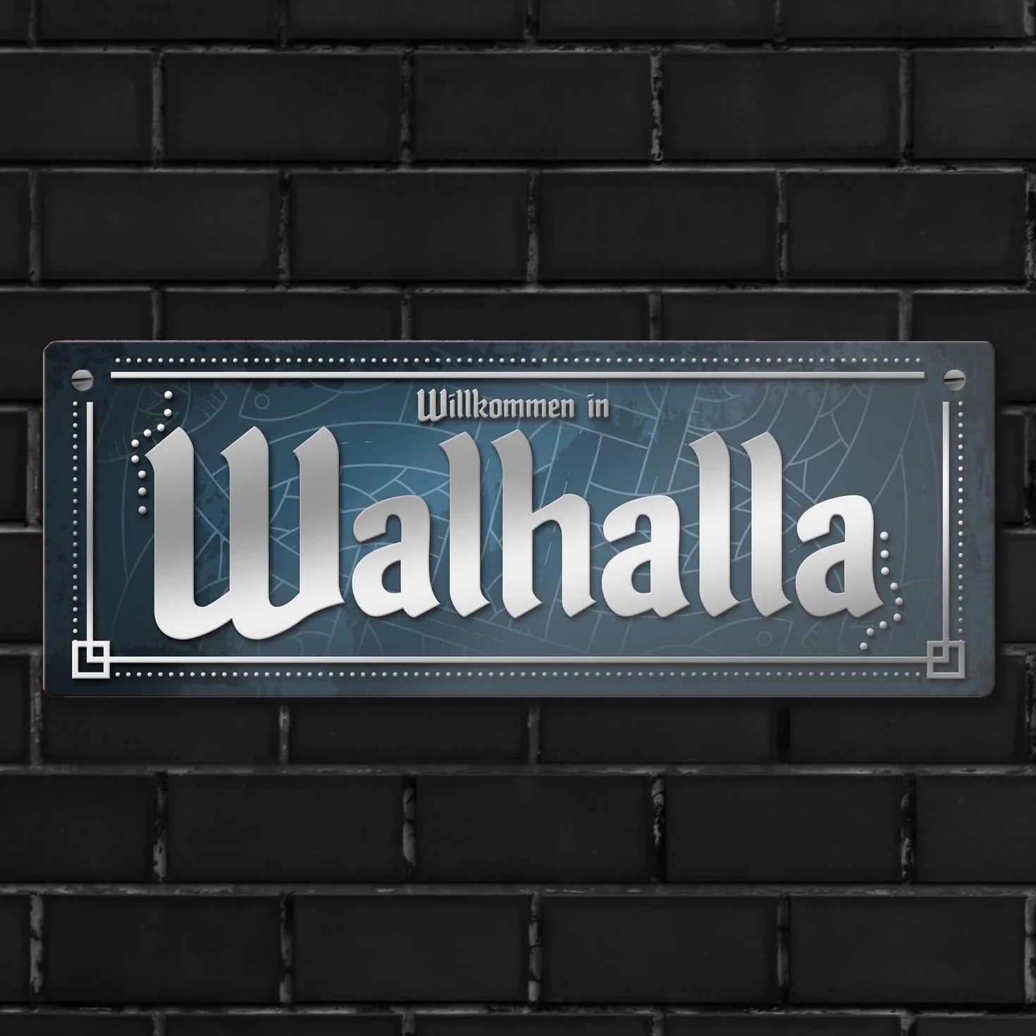 trendaffe - Witamy w Walhalla metalowa tabliczka XL z motywem wikingów w stylu skandynawskim