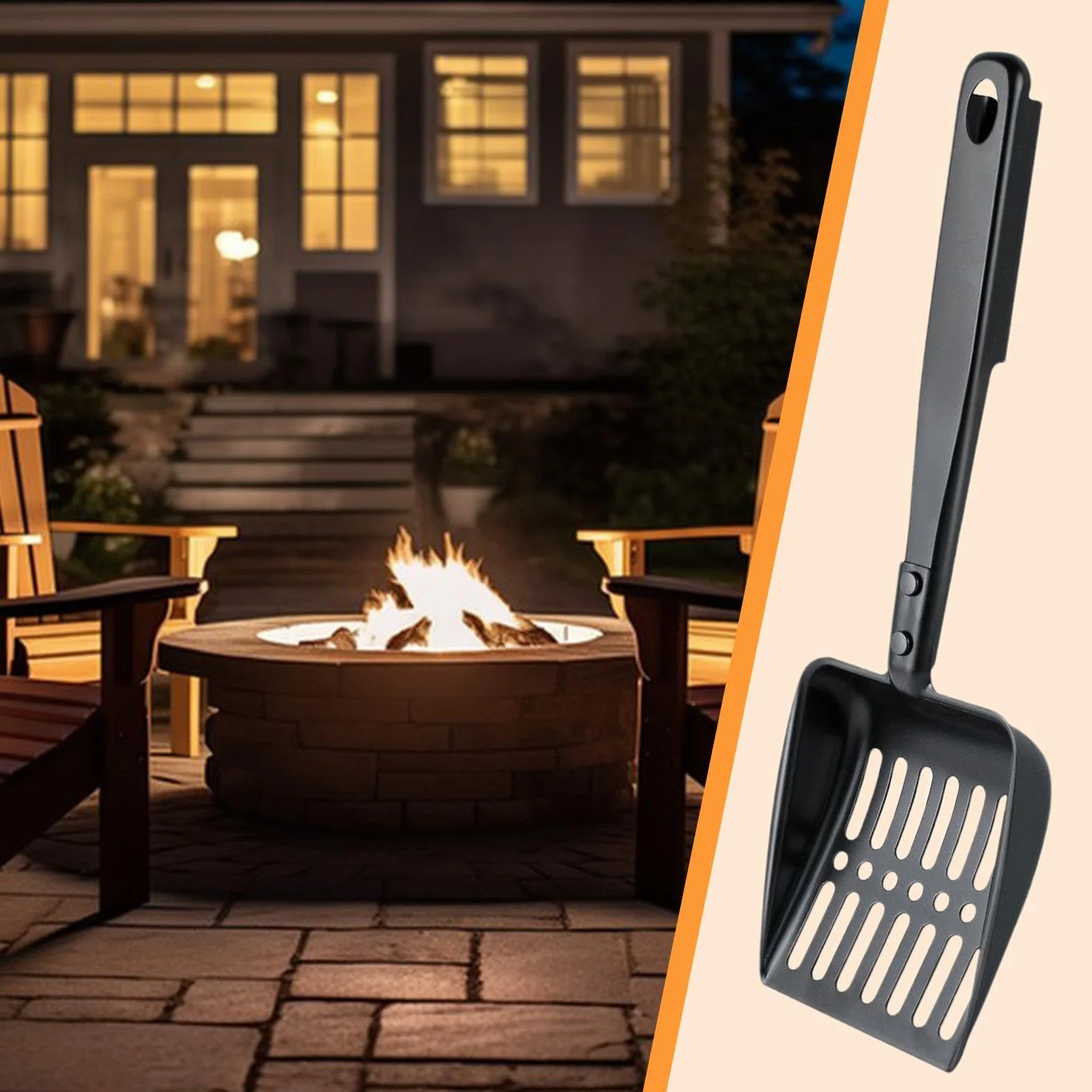 Metal Fireplace Ash Shovel, Hollow Out Wood Stove Ash Sifter, Iron Coal Shovel, Fire Pit Tools, Fireplace Ash Remover, Outdoor BBQ Grill Tools, Iron Ash Shovel, Ash Sifter Shovel