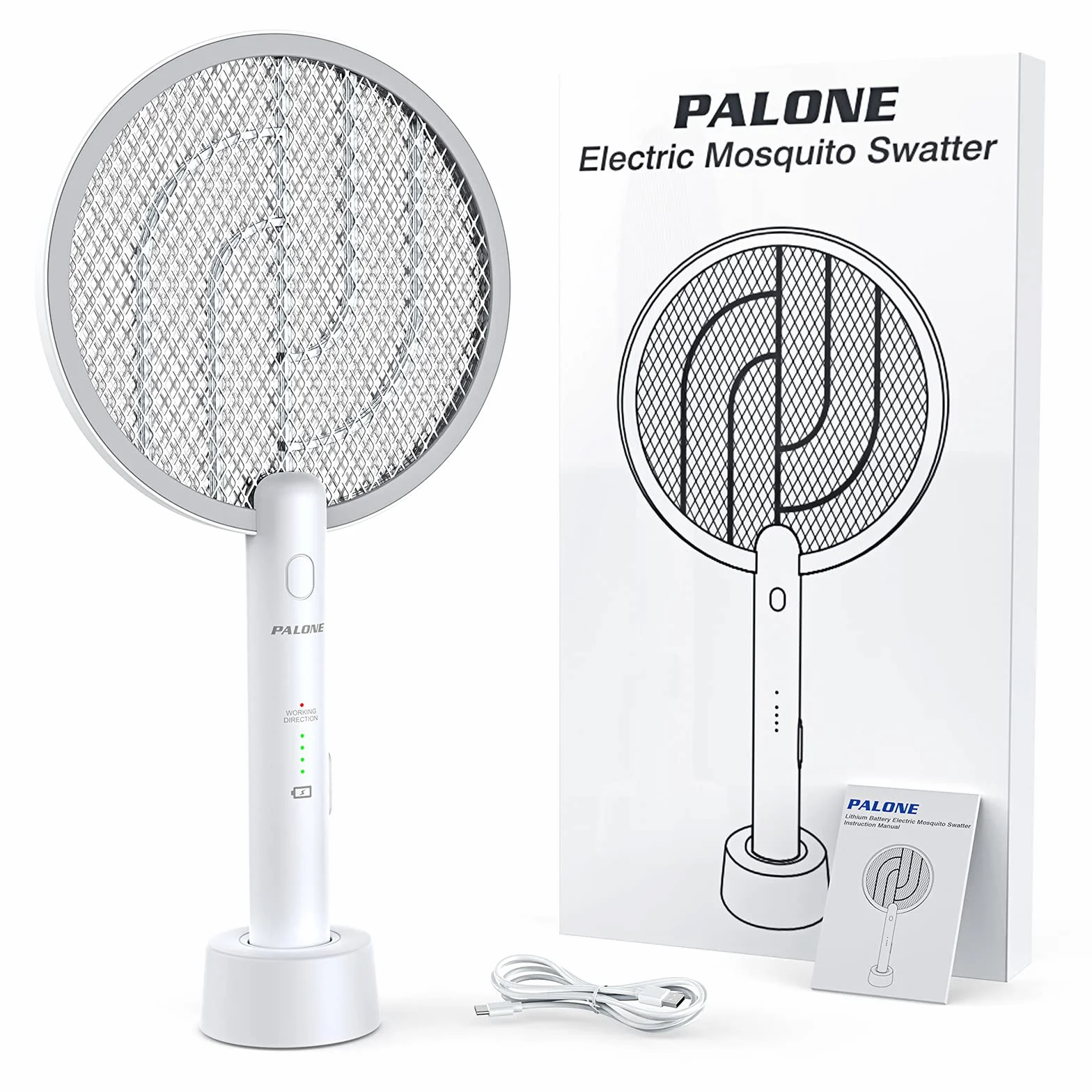 PALONE Fly Zapper 3000 V pułapka na muchy z ładowaniem USB, łapka na muchy, ochrona przed owadami, biały łapacz owadów do komarów, much, pszczół, moli