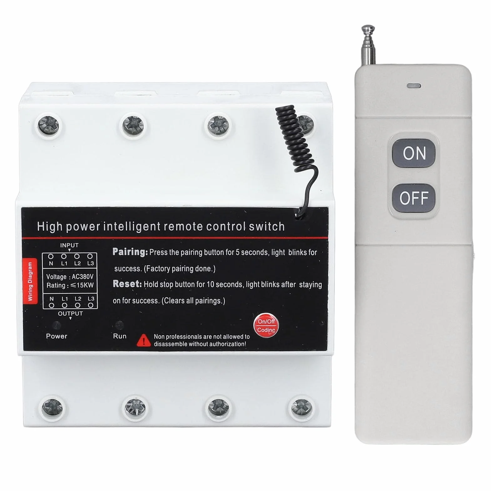 3-fazowy Przełącznik Zdalnego Sterowania Inteligentny Wyłącznik Zasilania 3KM Duża odległość dla Silnika Pompy Drzwi Garażowe AC380V