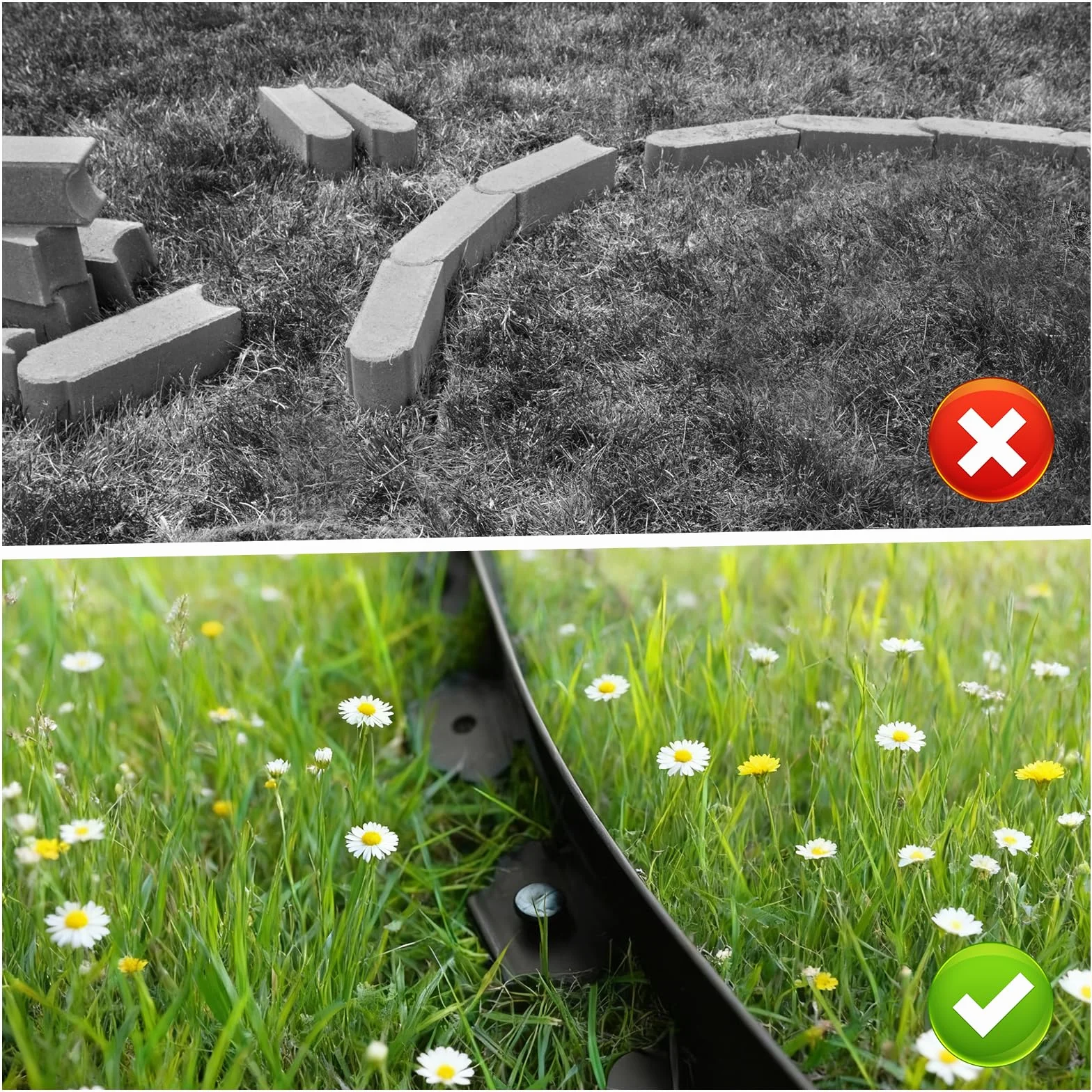 Obrzeże trawnikowe z tworzywa sztucznego 10 m x 5 cm, elastyczne krawędzie, brązowy, 50 śledzi