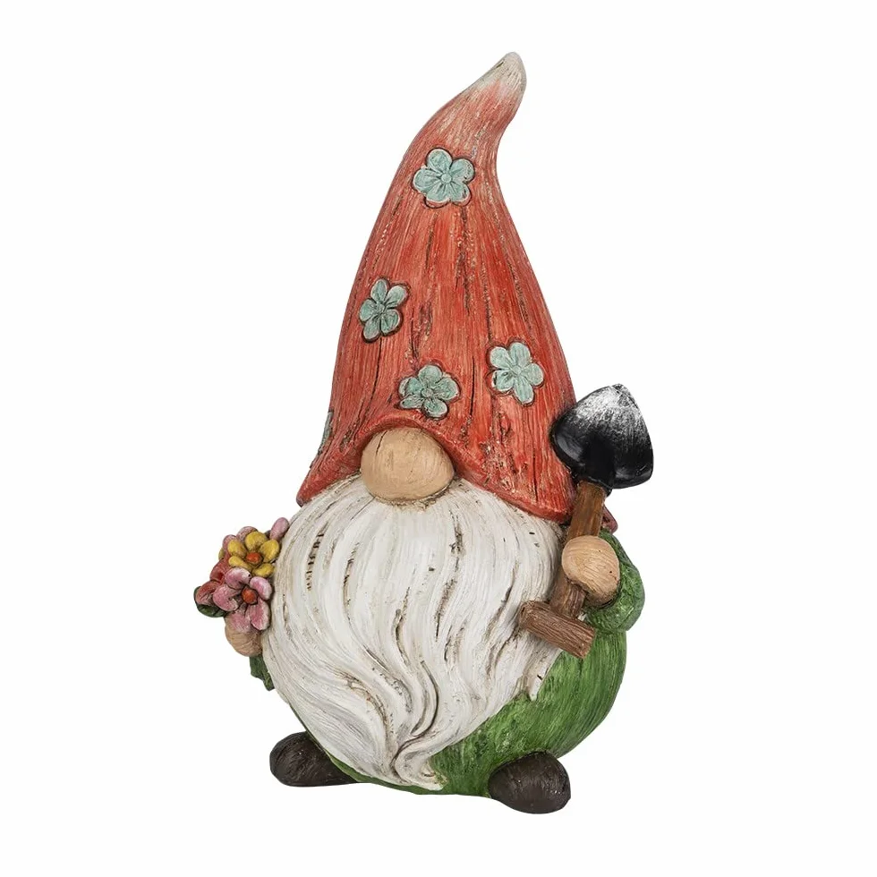 Dekoracyjna figurka krasnala z łopatą 21 cm krasnal ogrodowy