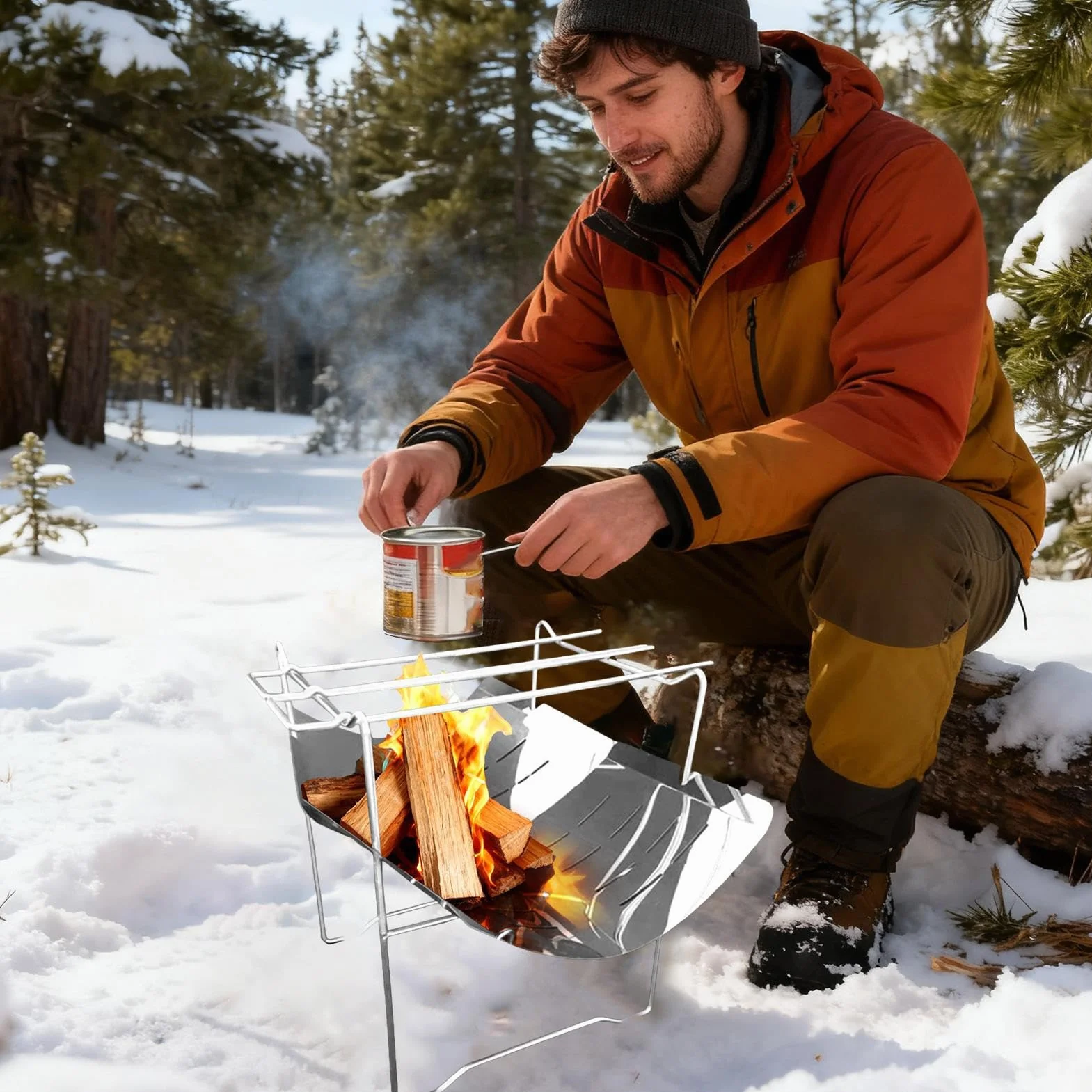 Bonfire Stand, Portable Stainless Steel Camping Supplies Stove Ranger Stands for Outdoor Picnic, Tent, Field, RV, Fishing, Urgency, Beach Outings, Road Trips, Home, Garden, Travel, Gift