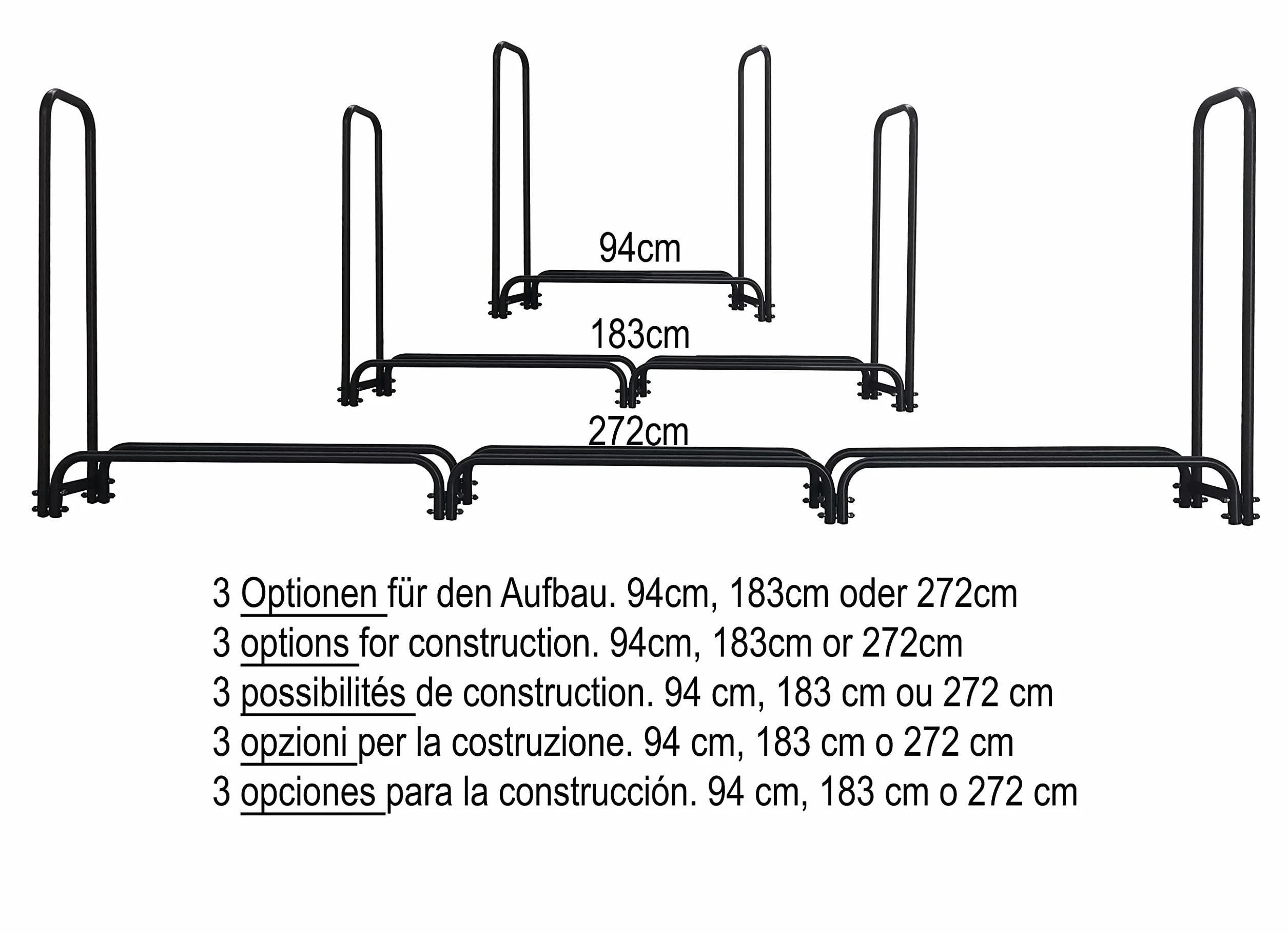 QUICK STAR Metalowy regał na drewno kominkowe antracyt 272 x 25 x 95 cm stojak na drewno opałowe 1,0 m³ 1,5 SRM
