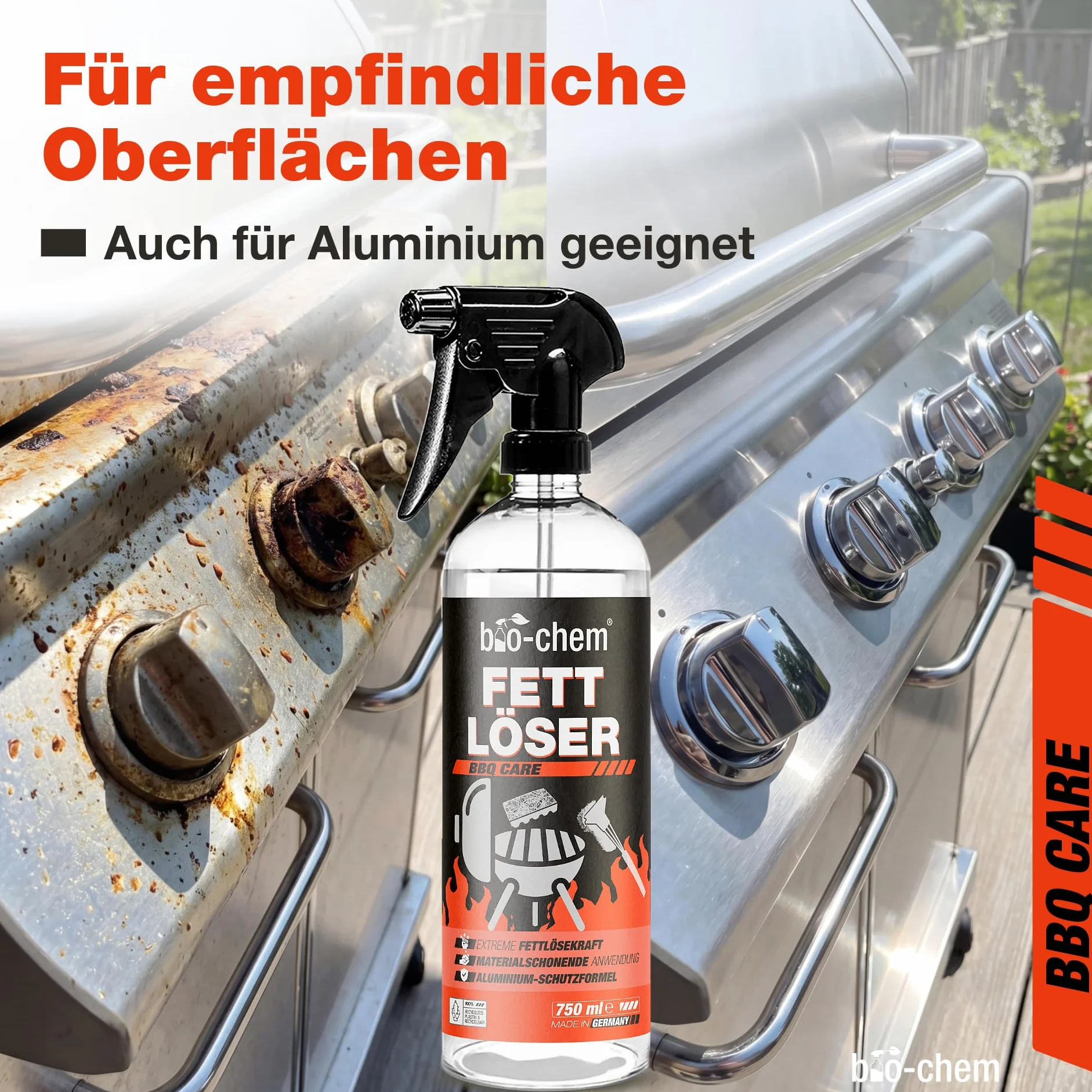 Bio-Chem Zestaw do czyszczenia powierzchni grillowych 0,5 l 750 ml 200 ml szczotka gąbka