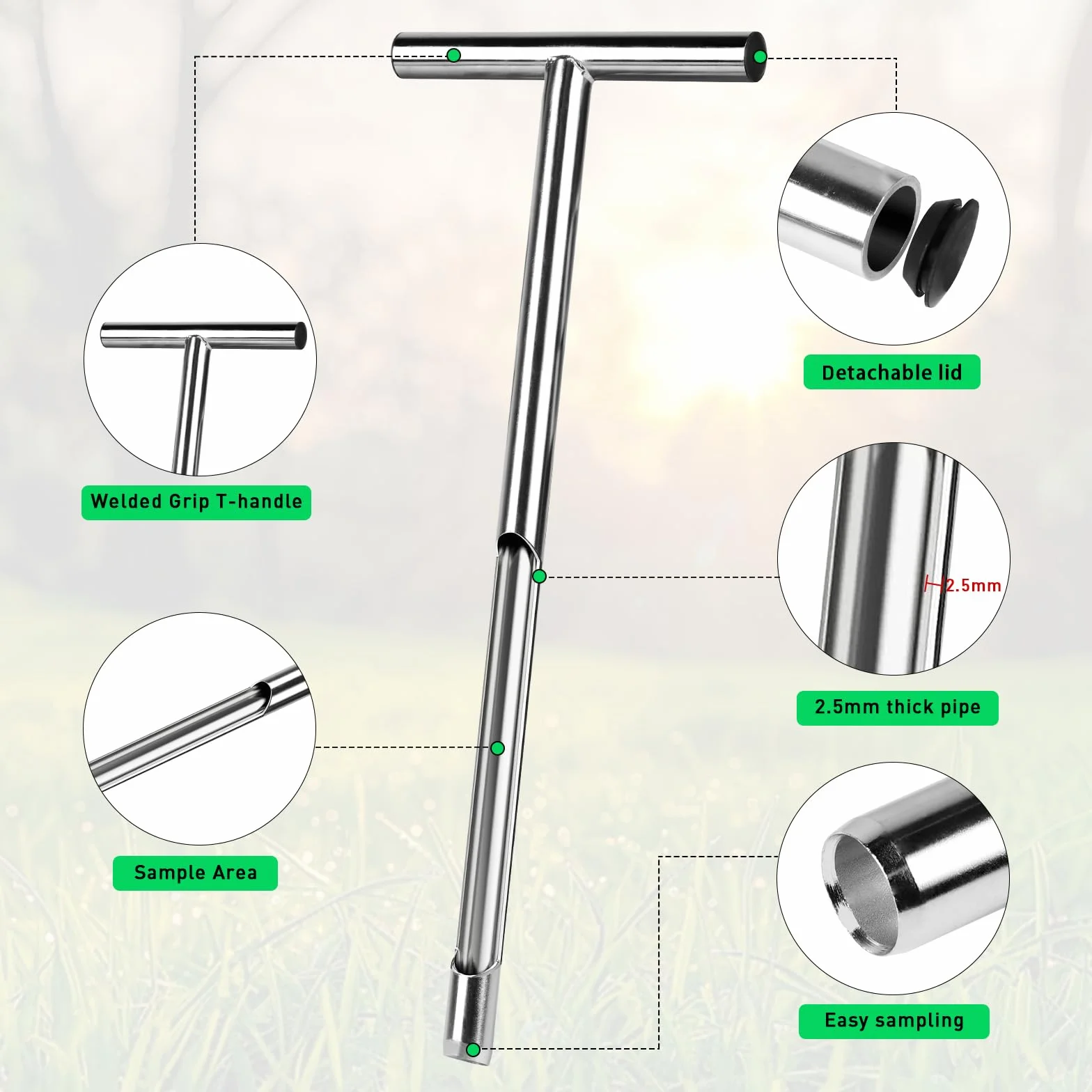 Sonda do badania gleby 51 cm 304 stal nierdzewna 2,5 mm grubość ścianki narzędzie do próbek gleby