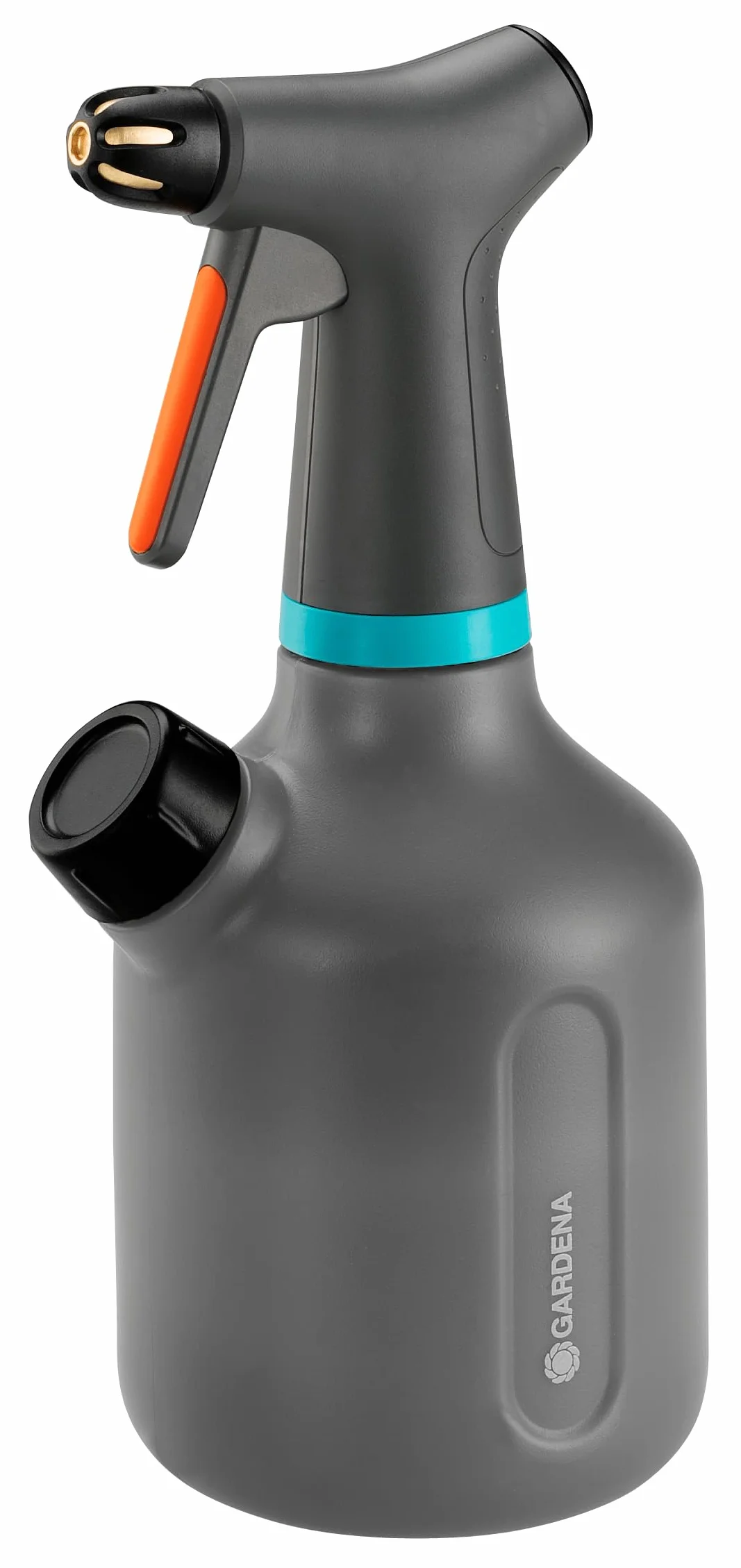 Gardena opryskiwacz z pompką 1 l: Opryskiwacz z pompką do wnętrz z funkcją 360°, dysza mosiężna, duży otwór, przezroczysta konstrukcja, zintegrowana pokrywka dozująca, z wskaźnikiem poziomu (11112-20)