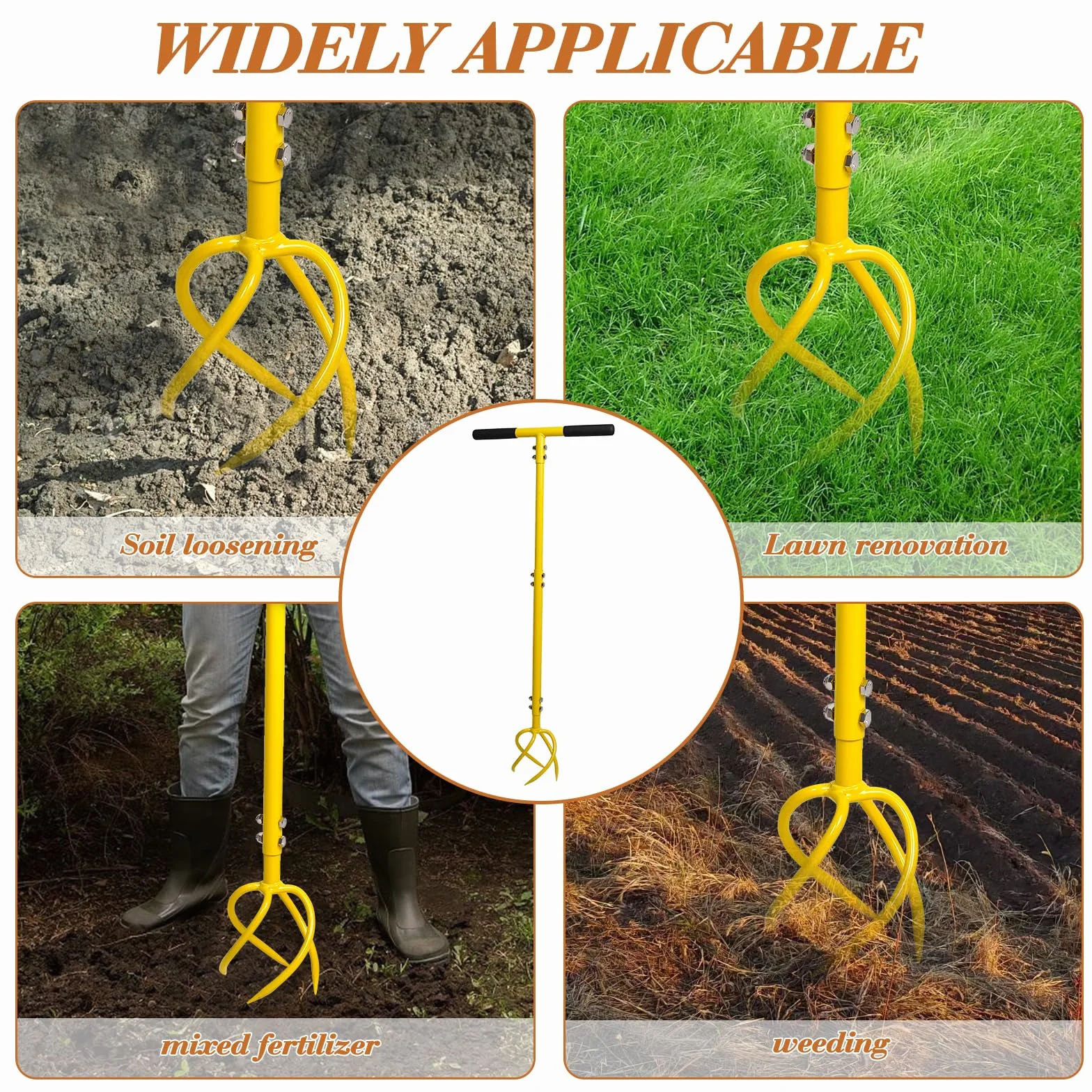 BARAYSTUS Ręczny Tiller Cultivator Regulowana Wysokość Garden Claw