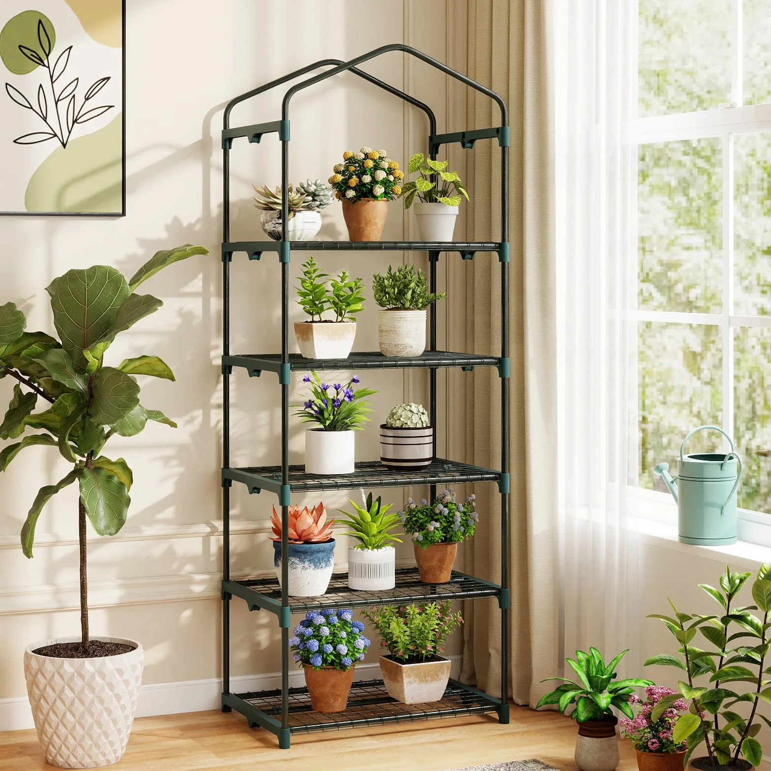 COSTWAY Szklarnia metalowa 5 półek 69x48x190 cm zielona