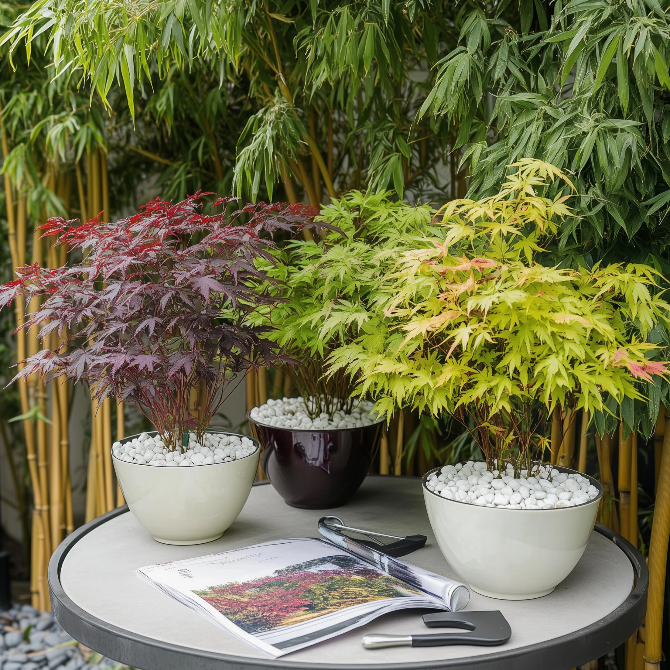 Zestaw 4 Klonów Japońskich Acer palmatum Atropurpureum Going Green Orange Dream Butterfly 10,5cm 25-40cm