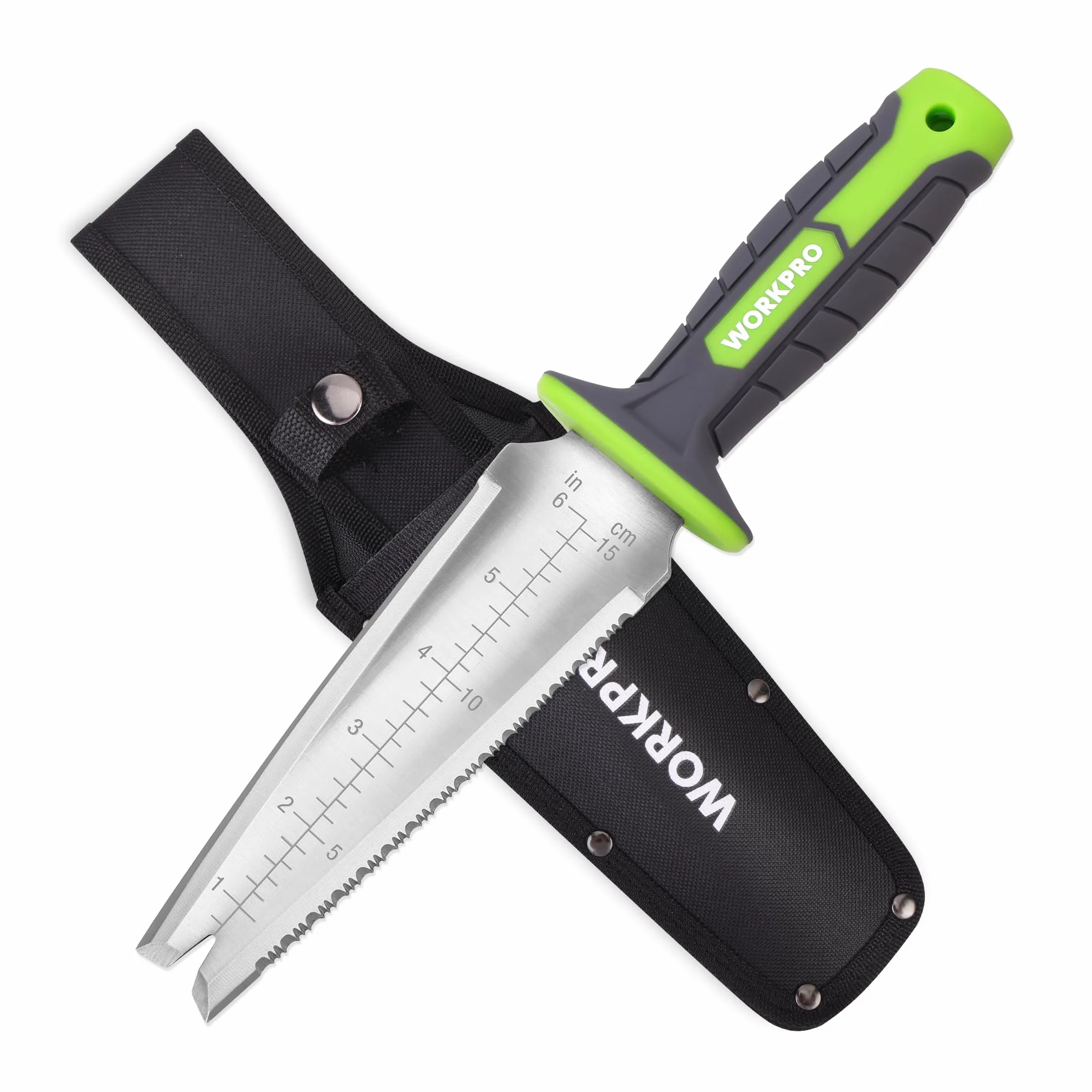 WORKPRO Kielnia ogrodowa z końcówką w kształcie litery V, łopatka ręczna 30 cm z otworem do zawieszenia, konstrukcja z podwójną krawędzią, wielofunkcyjne narzędzie do usuwania chwastów z osłoną Oxford