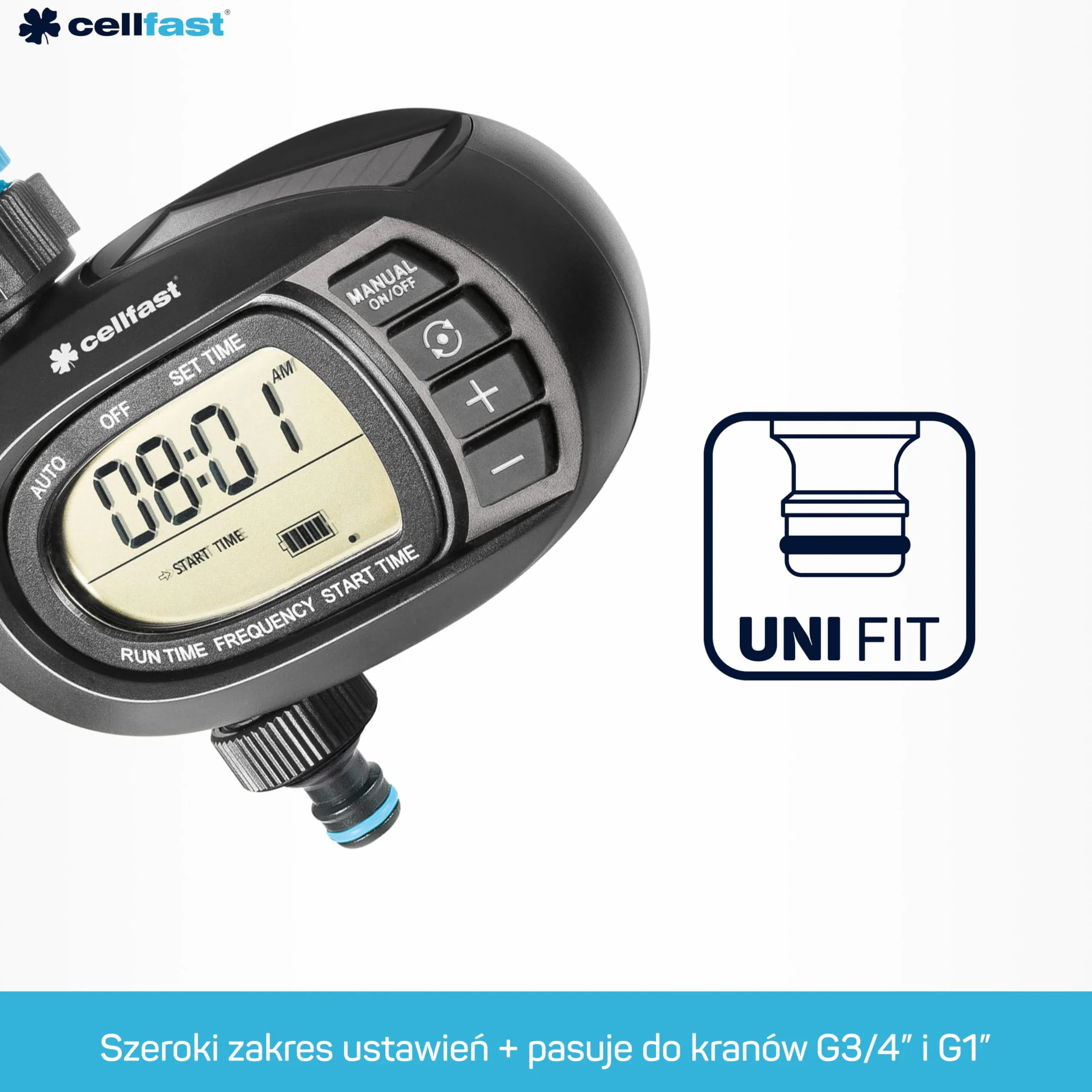 Cellfast Solarny sterownik nawadniania, Ciśnienie 6 bar, G3/4" G1"