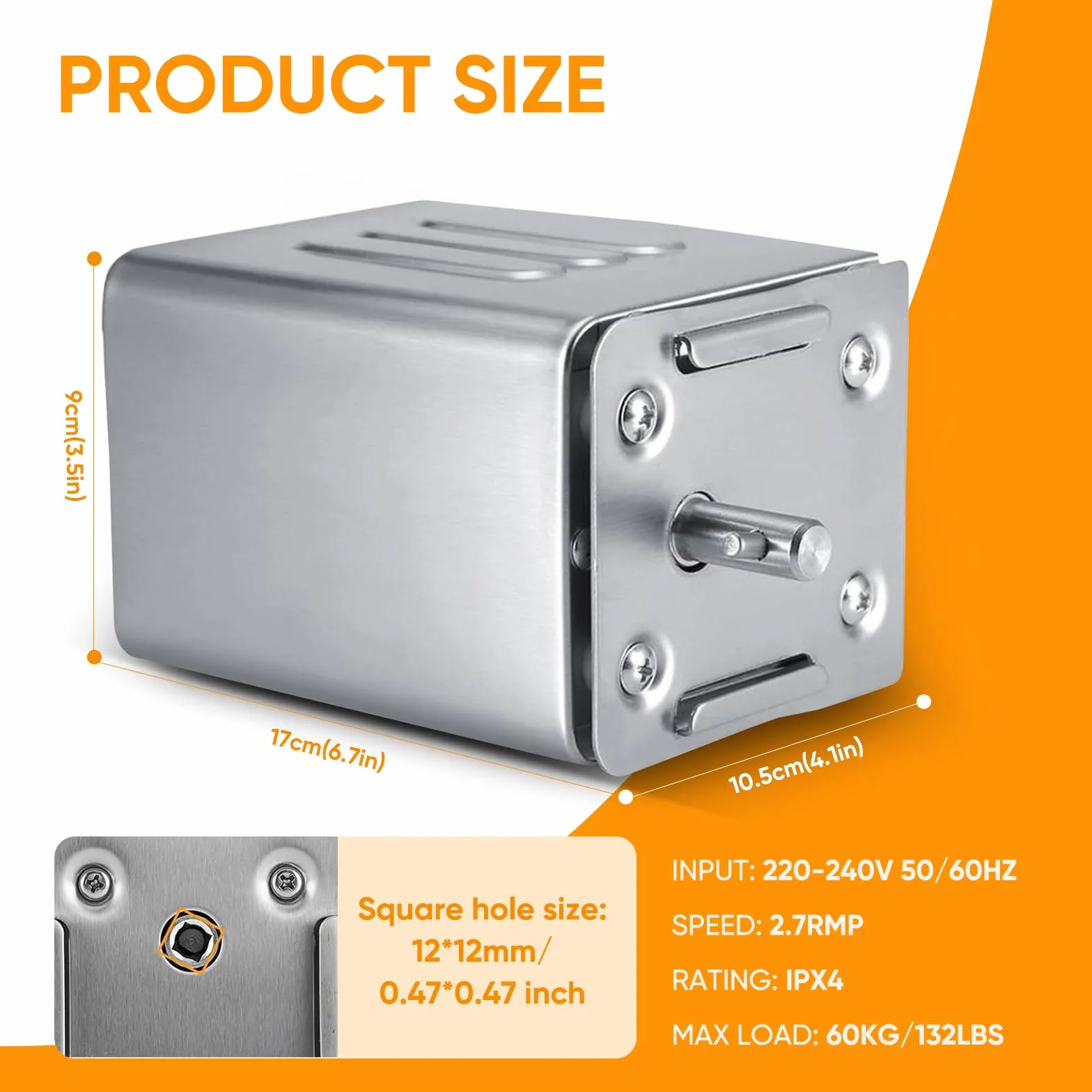 Silnik elektryczny do grilla SP-S40 15 W 60 kg stal nierdzewna 2,7 obr./min