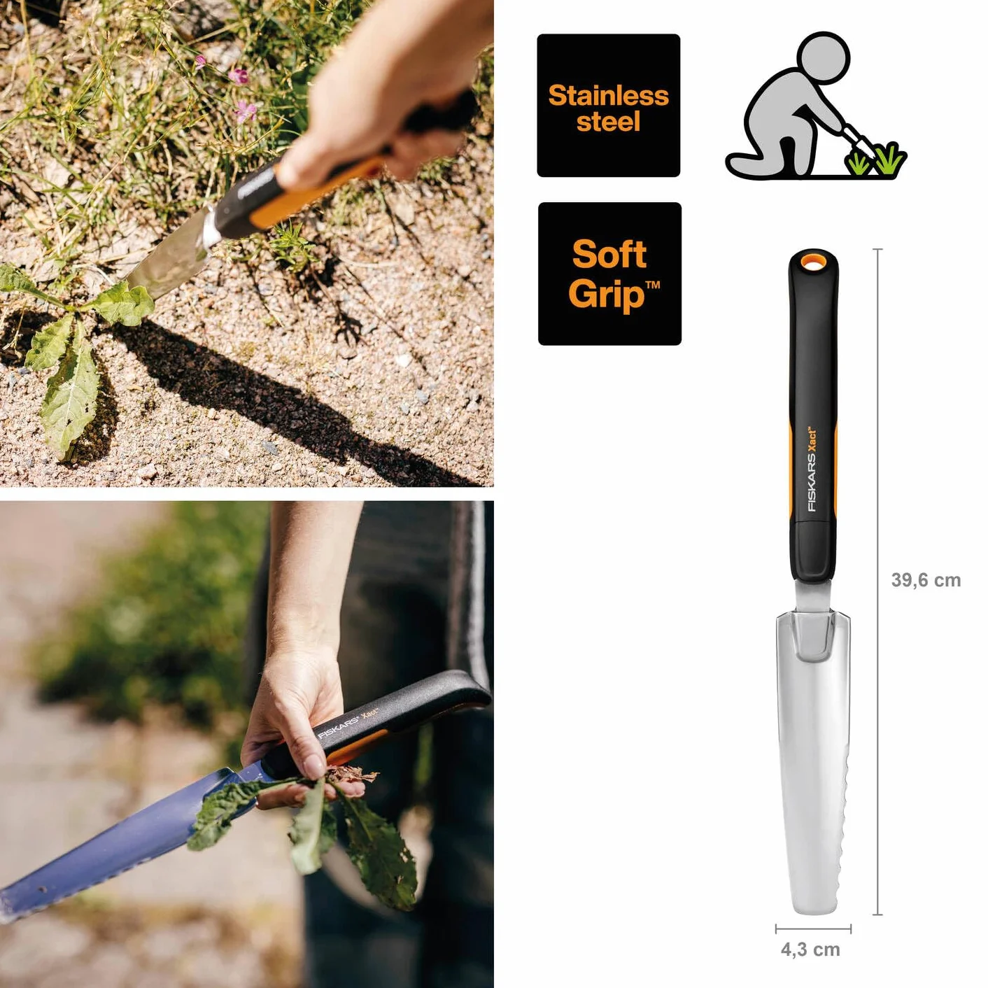 Fiskars Xact Chwastownik Ręczny 39.6 cm Czarny