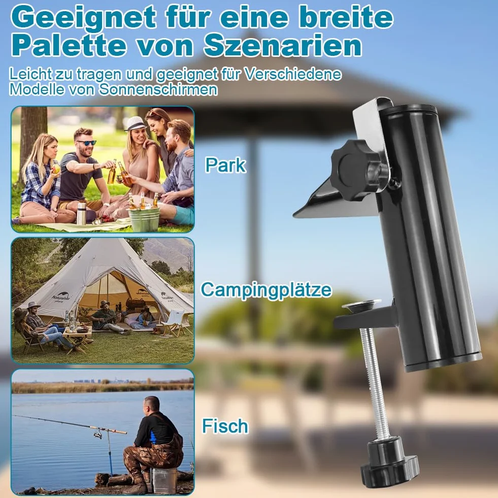 Abnaok Parasol przeciwsłoneczny, balkonowy, na poręcz balkonową, uchwyt, stojak na parasol przeciwsłoneczny z metalu, wodoszczelny i nierdzewny