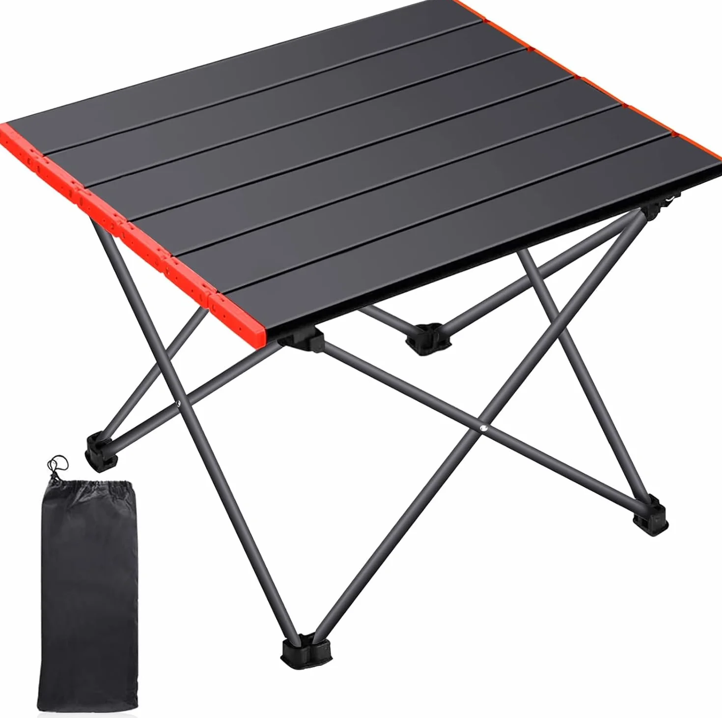 Stolik Kempingowy Składany Aluminiowy 39.5x34.5 cm Czarny z Torbą