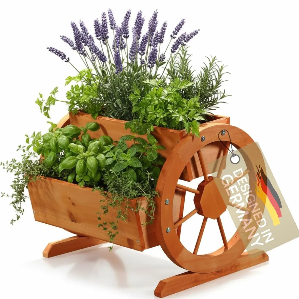 Melko Drewniana donica na rośliny 44 x 42 x 40 cm z kółkami wózek drewno świerkowe
