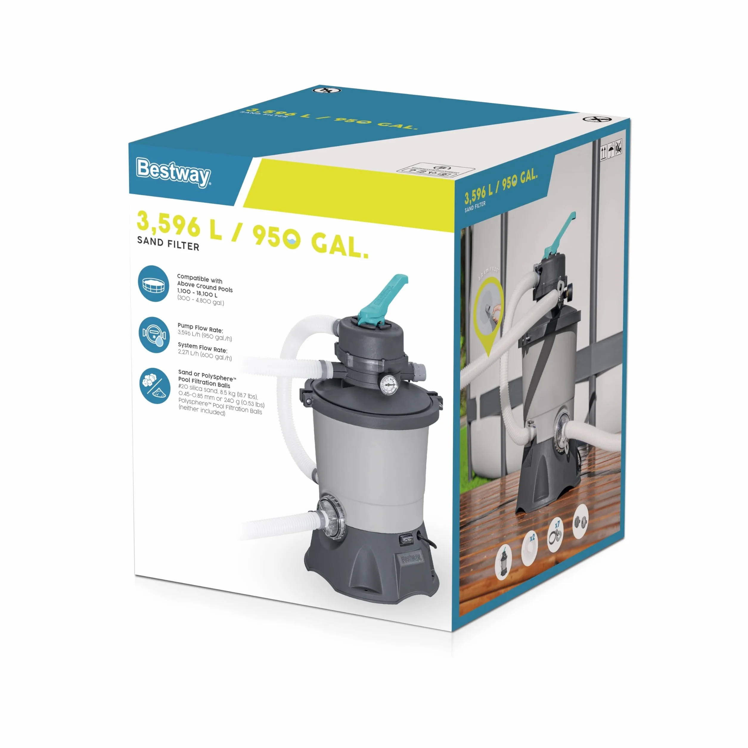 Bestway 58515-7 pompa filtrująca piaskowa 3,596 l, szara