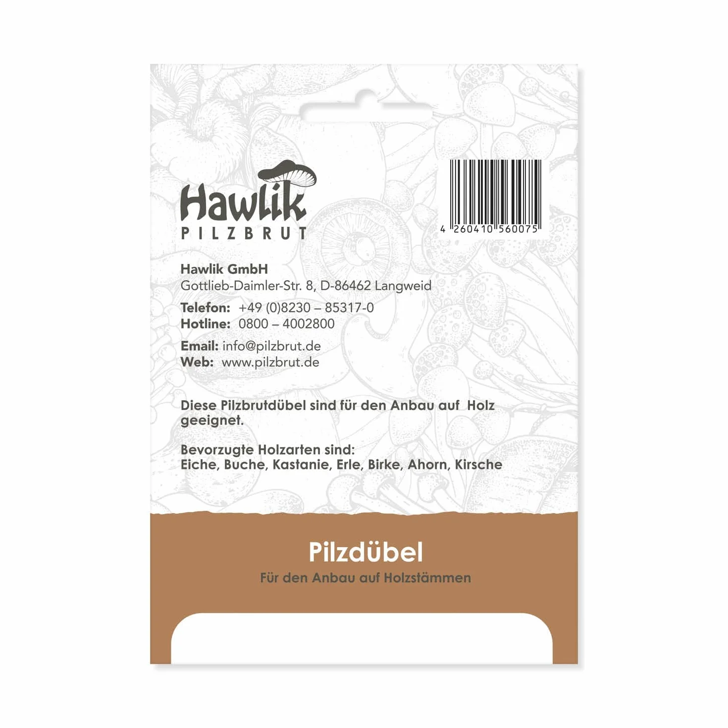 Hawlik Pilzbrut Zaszczepiacz grzybów - uprawiaj grzyby Shiitake na drewnie i pniach drzew - łatwo uprawiaj świeże grzyby - 20 kołków grzybowych z grzybnią do uprawy na brązowym drewnie