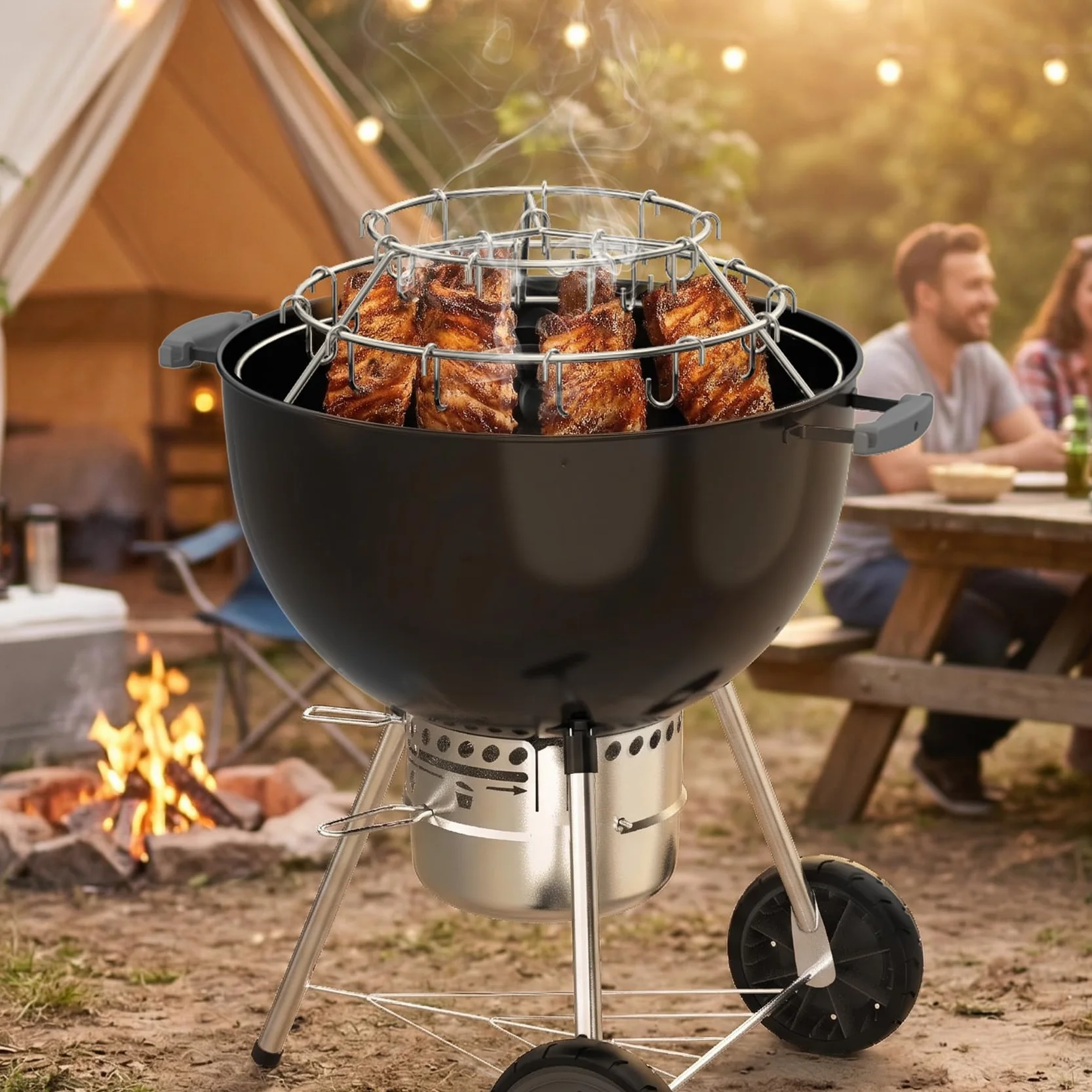 Onlyfire trzystopniowa zawieszka do pieczenia boczku 57cm do Weber Grill Węglowy