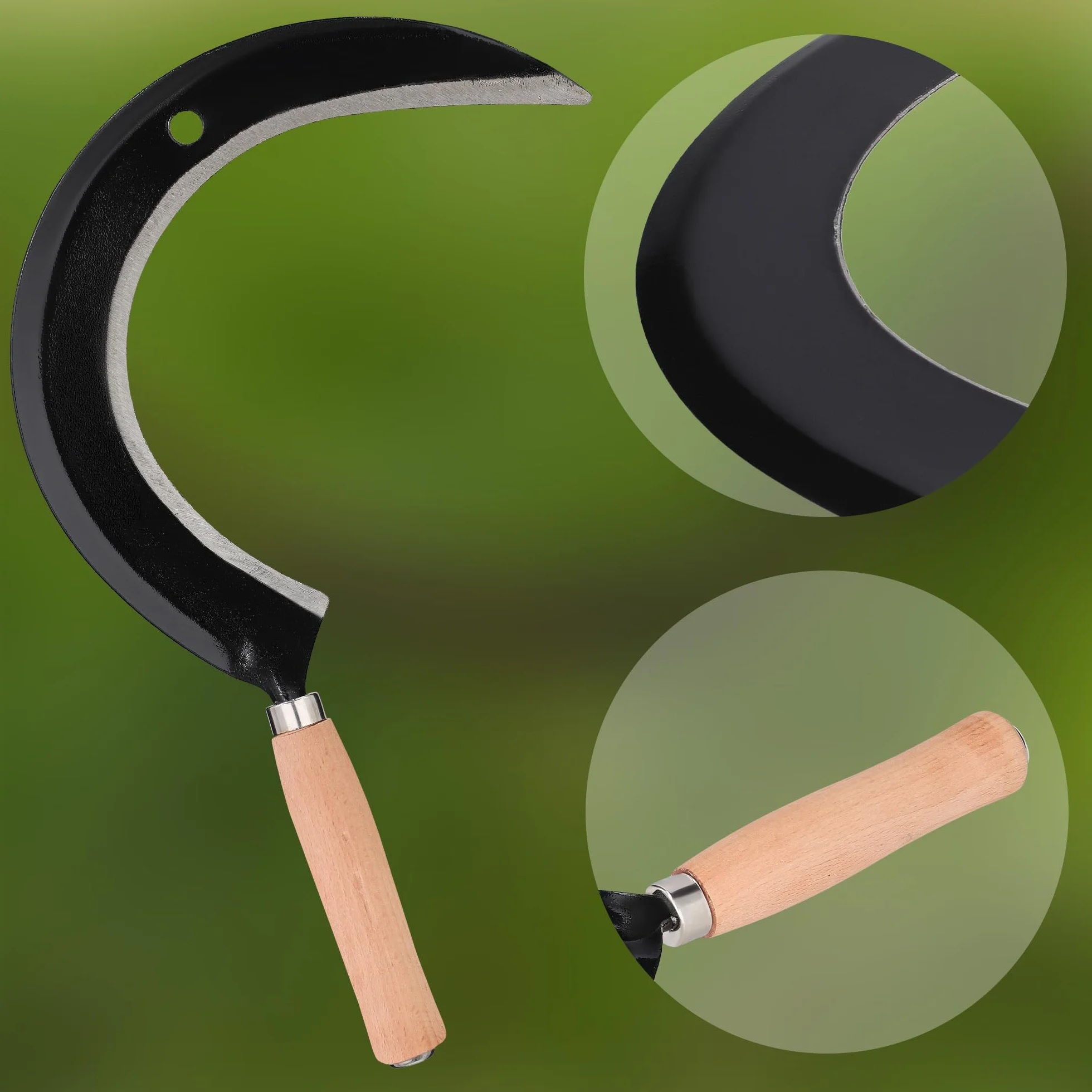 KOTARBAU® Półksiężyc okrągły sierp ogrodowy sierp ogrodowy kuty sierp sierp sierp kuty sierp kosy 235 mm