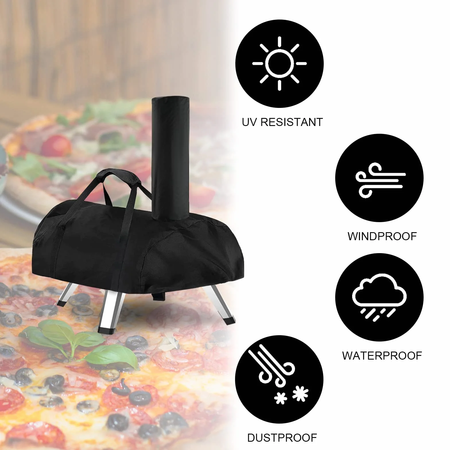 Torba do Przenoszenia dla Ooni Karu 16 Piec do Pizzy, Trwala Wodoodporna Wielopaliwowy Pokrywa Pieca do Pizzy na Zewnatrz Kompatybilna z Ooni Karu 16 Pizza Oven (Czarny)