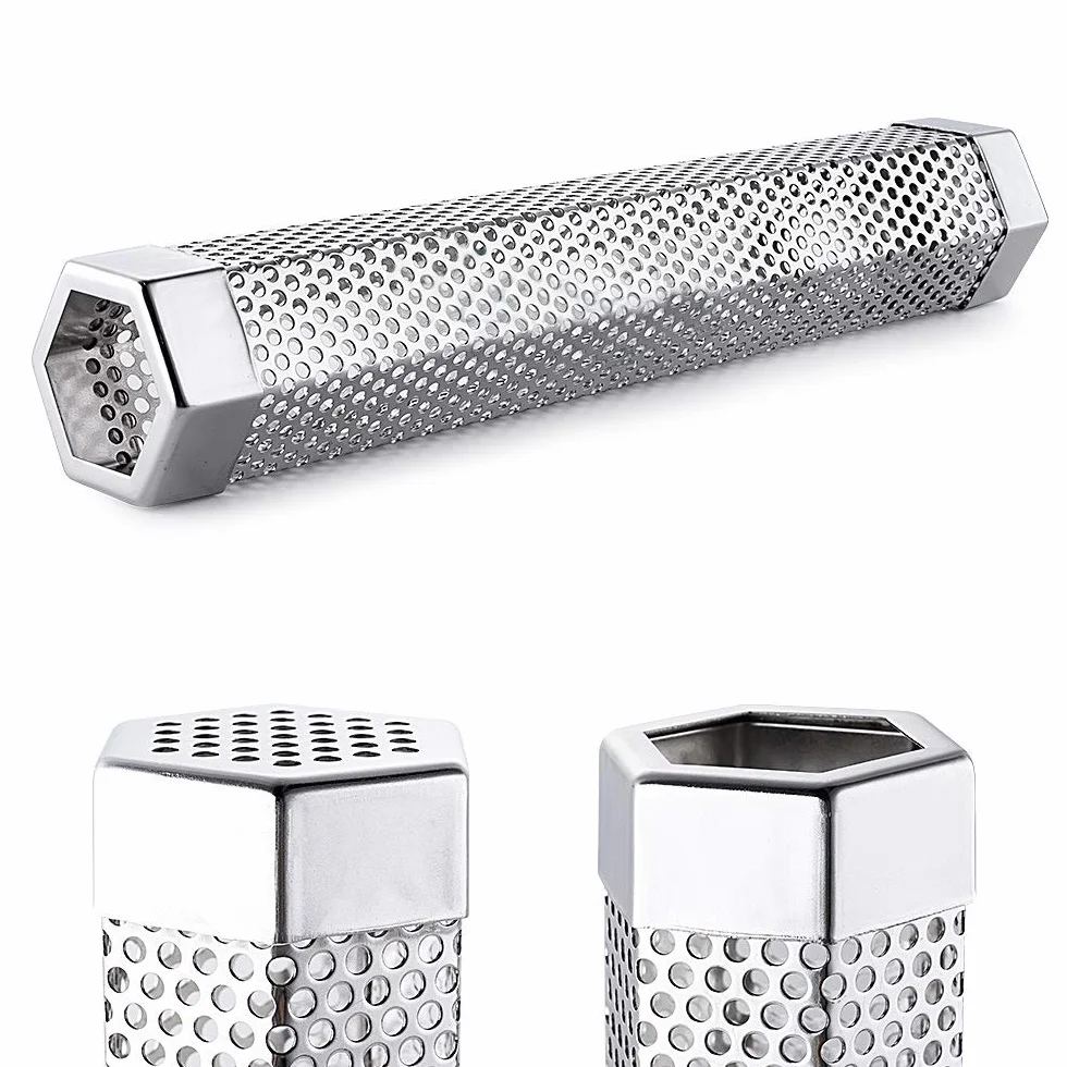 Rurka na pellet do grillowania, 30,5 cm, stal nierdzewna, do grilla elektrycznego lub wędzarni, sześciokątny