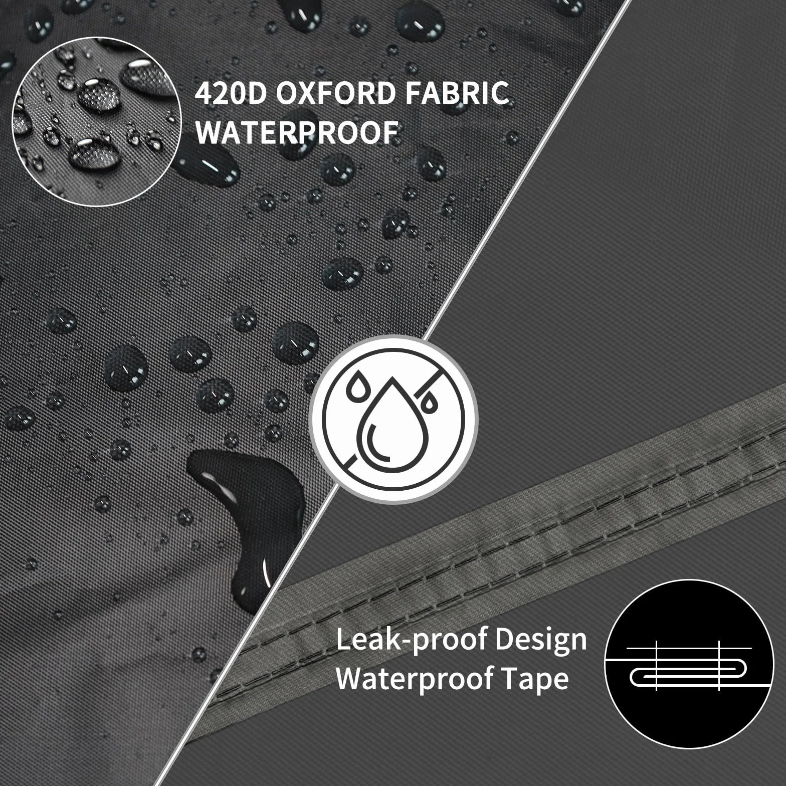 Zestaw mebli ogrodowych - wodoodporny, duży okrągły obrus, 420D Oxford Outdoor Patio Set Cover, wiatroszczelny, anty-UV, Ø 230 x 90 cm