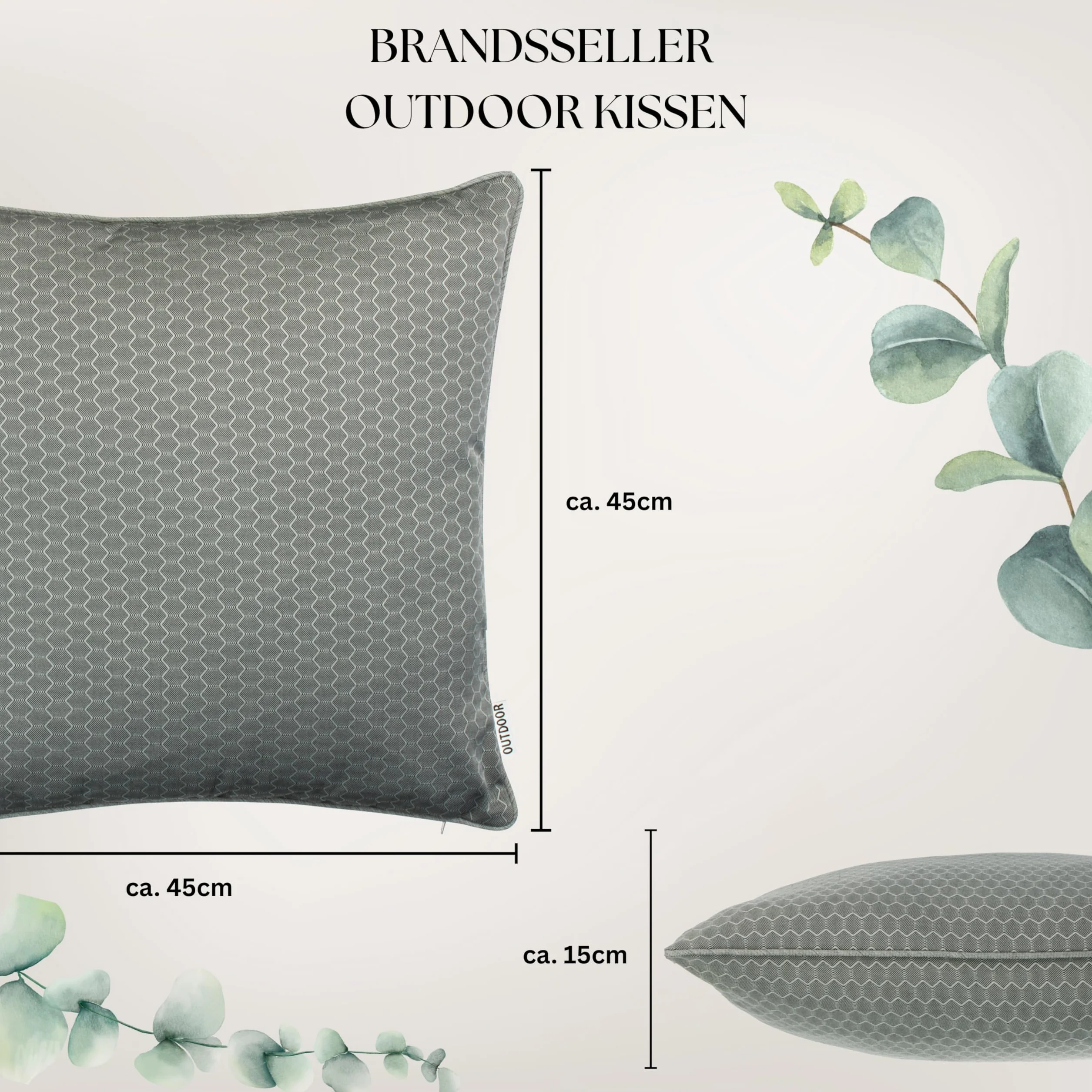 Brandsseller Outdoor ogrodowa poduszka dekoracyjna o strukturze plastra miodu odporna na zabrudzenia i działanie wody z zamkiem błyskawicznym ok. 45 x 45 cm 4-częściowe opakowanie ekonomiczne taupe