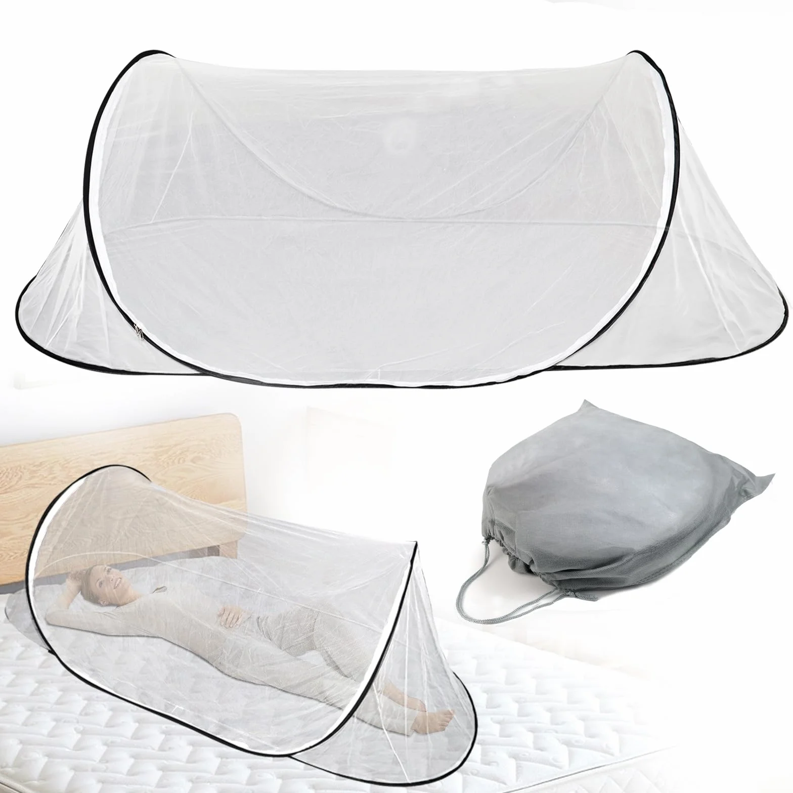 Moskitiera Pop Up 200 x 80 x 56 cm Składana Podróżna na Komary Camping Dom